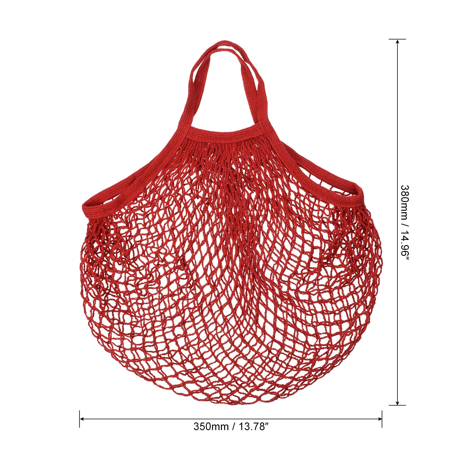 Cotton Mesh Bag, 15×13.8″ Mesh Net String Grocery Bags Red