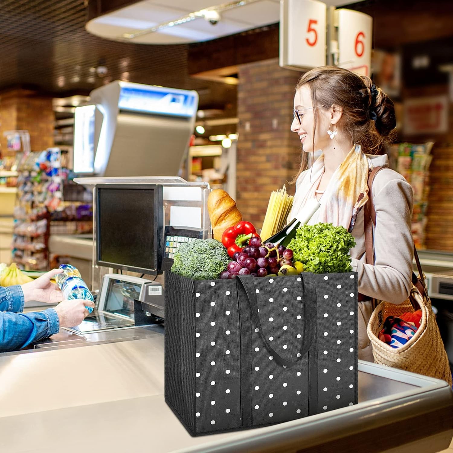 10 Pack Reusable Grocery Bags 35L Large Waterproof Heavy Duty Tote Shopping Set