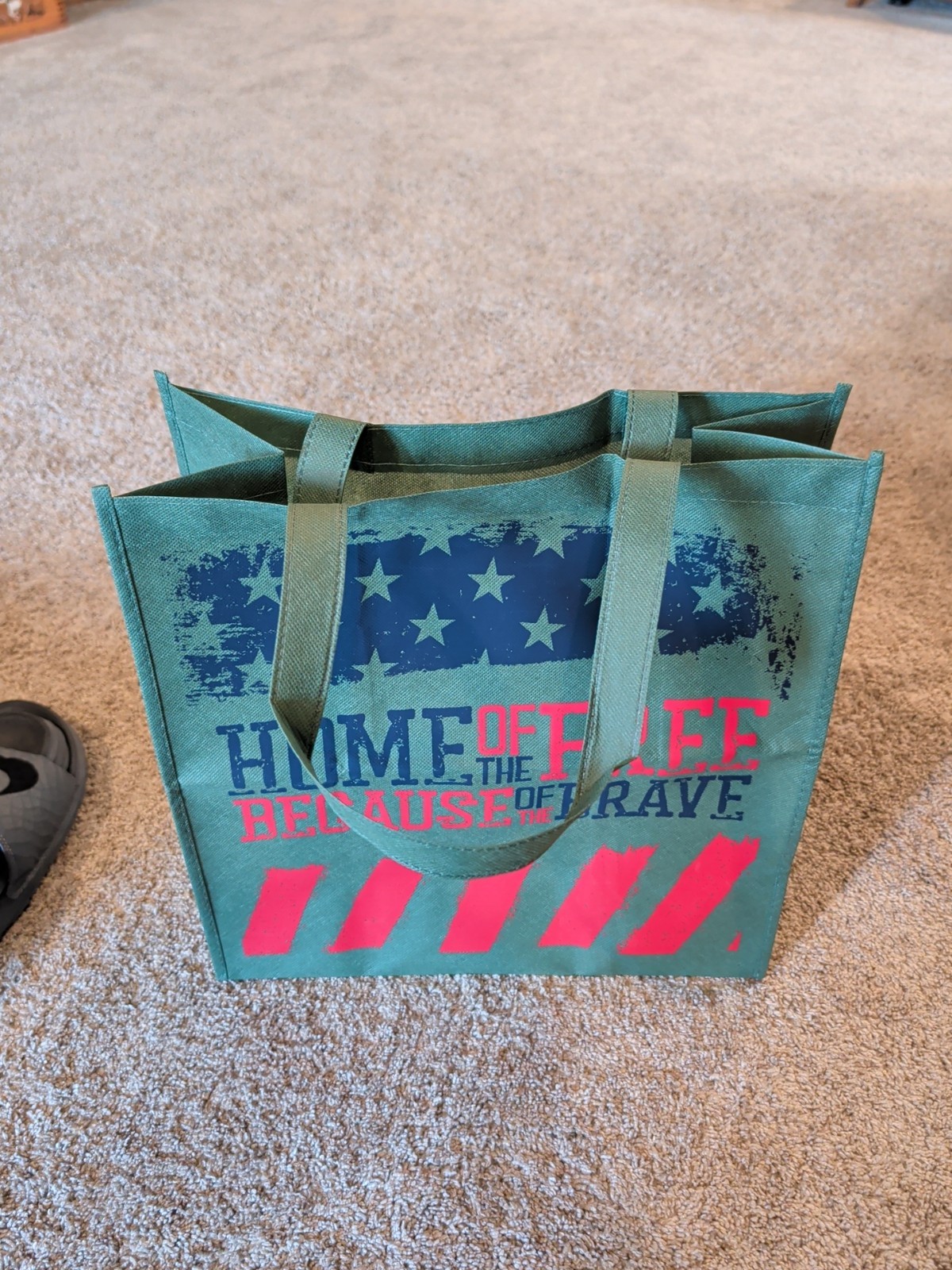 “Home of the Free Because of the Brave” Large Shopping Bag New