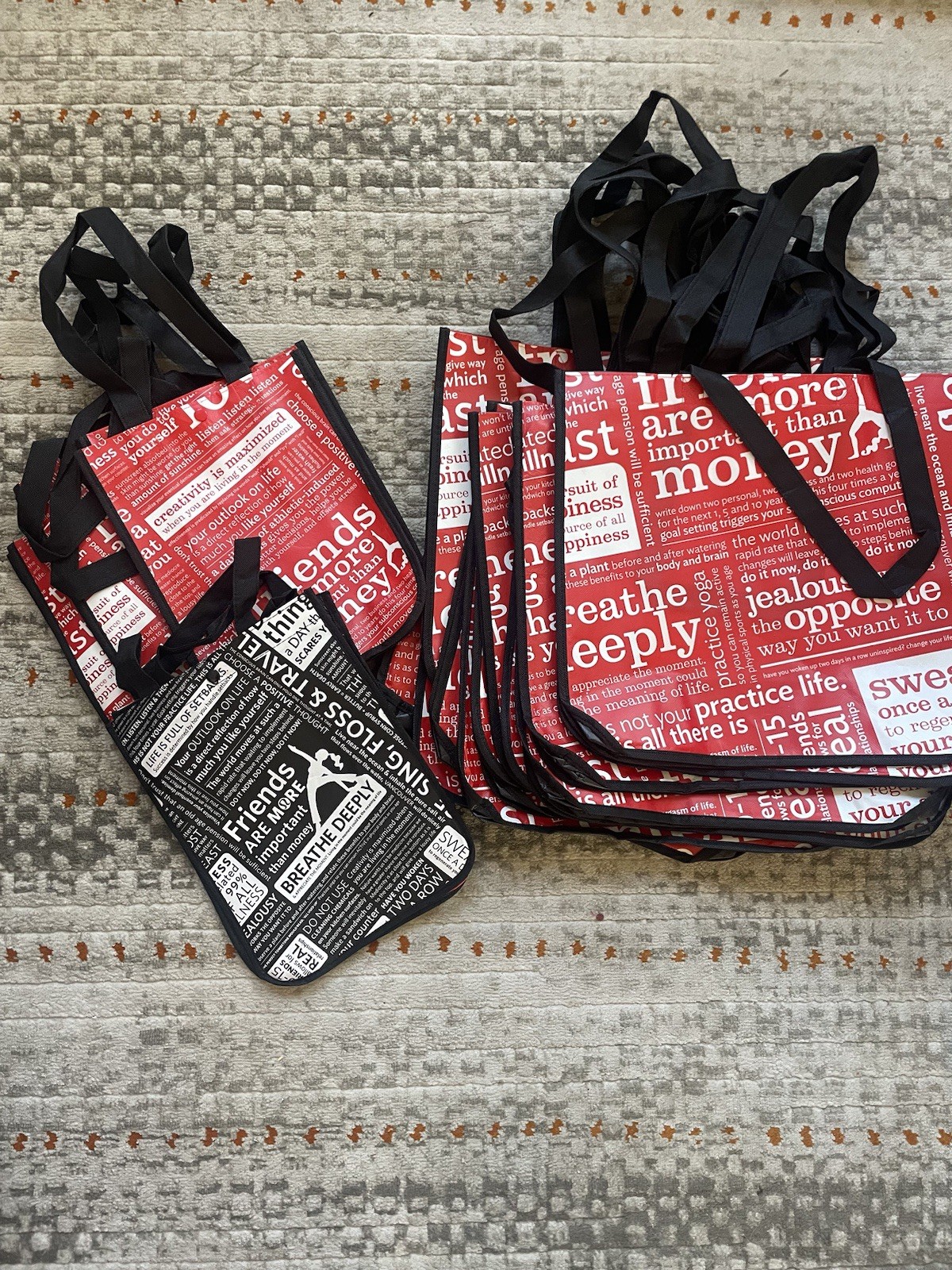The Original Classic Lululemon Red Black Small Large Reusable Shopping Tote Bag