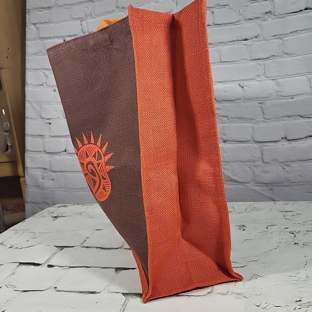 Shopping Tote Bag Woven Quality Brown Orange