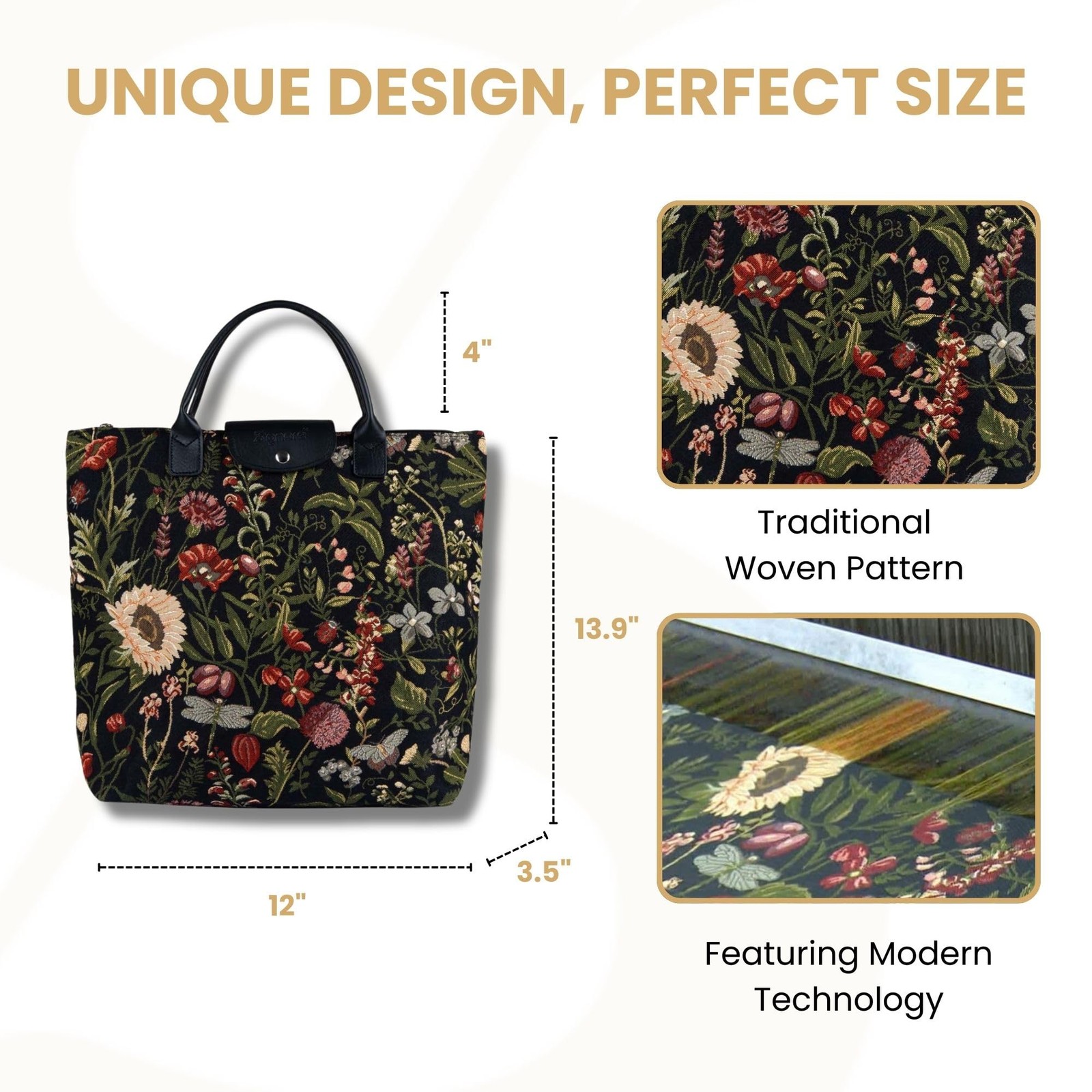 Tapestry Foldable Tote Bag Reusable Shopping Bag Grocery Bag in Morning Garde…