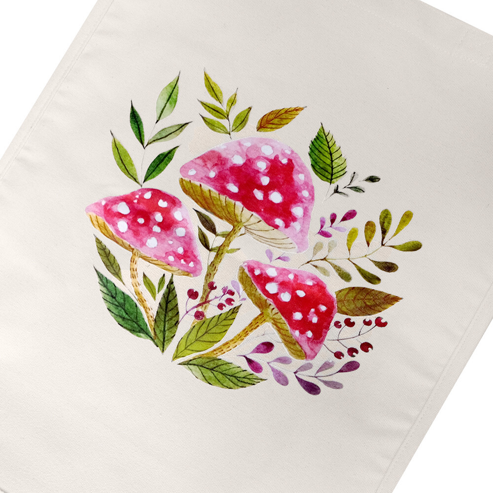 15″L x 19″H Reusable Canvas Mushroom Tote Bag,Grocery Bag,Beach Bag,Shopping Bag