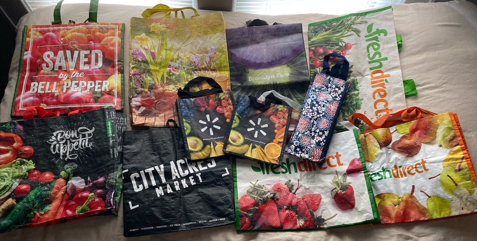 12 Reusable Shopping Bags Sprouts Shoprite Fresh Direct Walmart Trader Joe’s