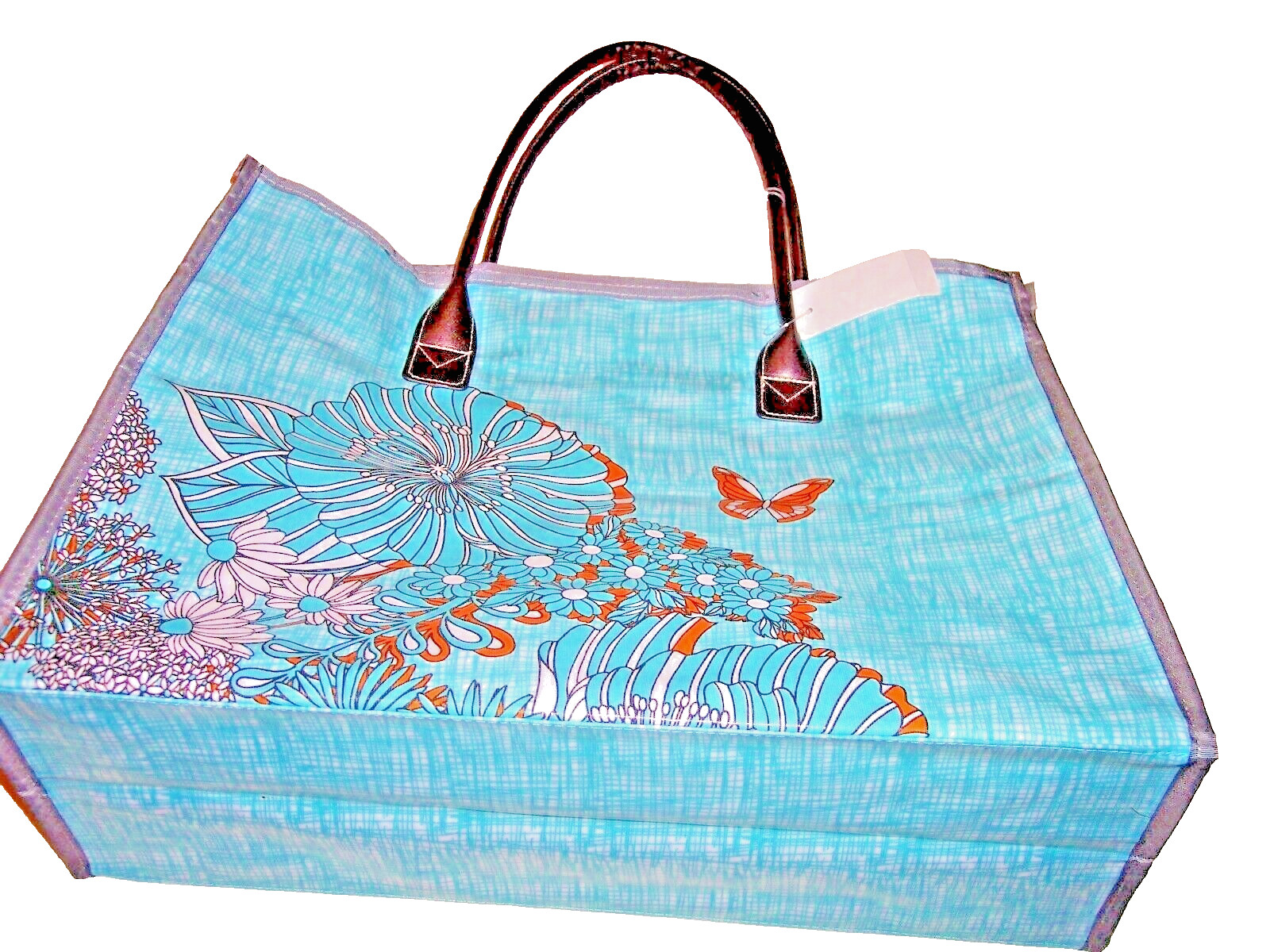 Tote Shopper Reuseable Poppy Wellspring Garden Print 17″L x 13″H x 6″W,