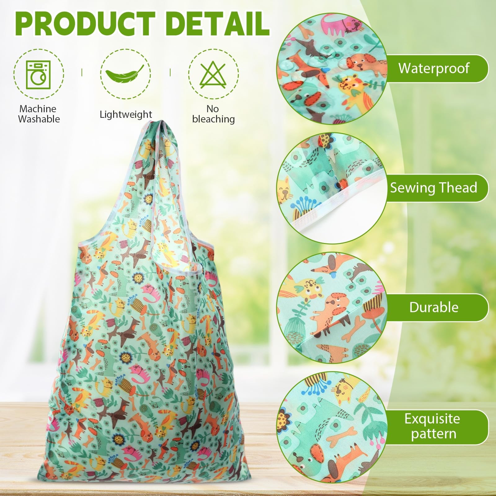 24 Pcs Foldable Reusable Shopping Bag Recycle Travel Grocery Bag Fold to Pock…