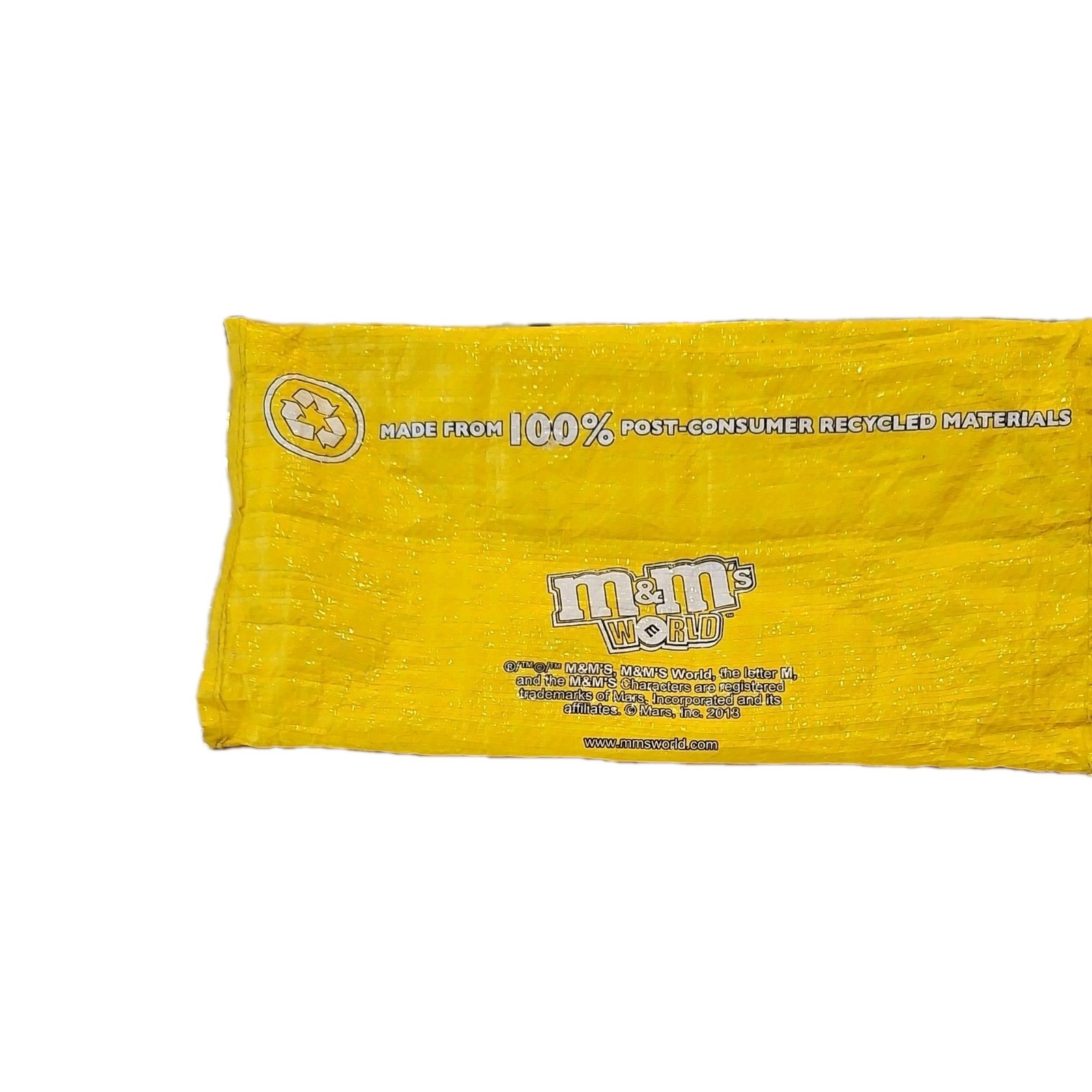 M&M’s World Foldable Reusable Shopping Bag Yellow Multicolor Recycled Plastic
