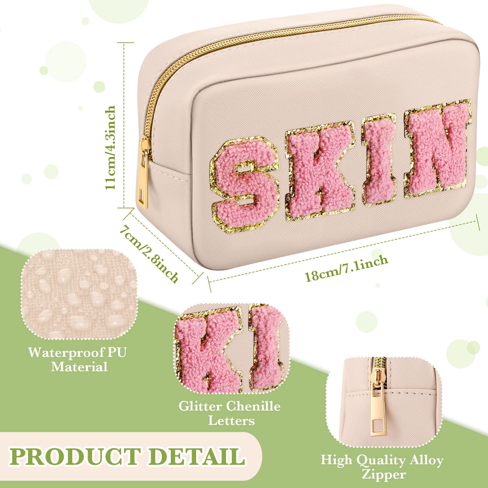 Sanwuta 4 Pcs Hair Face Skin Travel Bag Set Beige, Khaki, Pink, Nude Pink