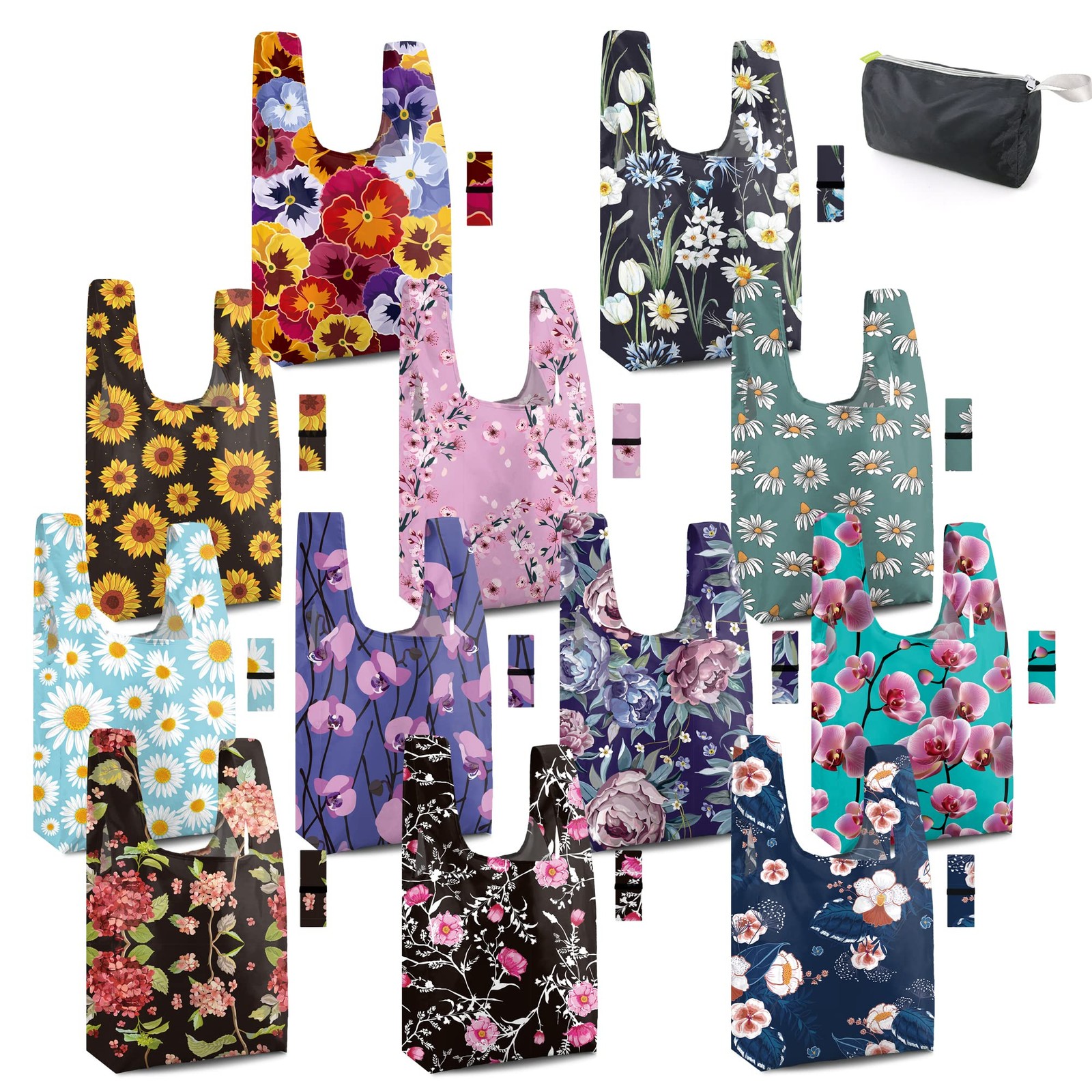 Large X-Large, Flowers-yellow, Purple, Pink, Green, Black, Red