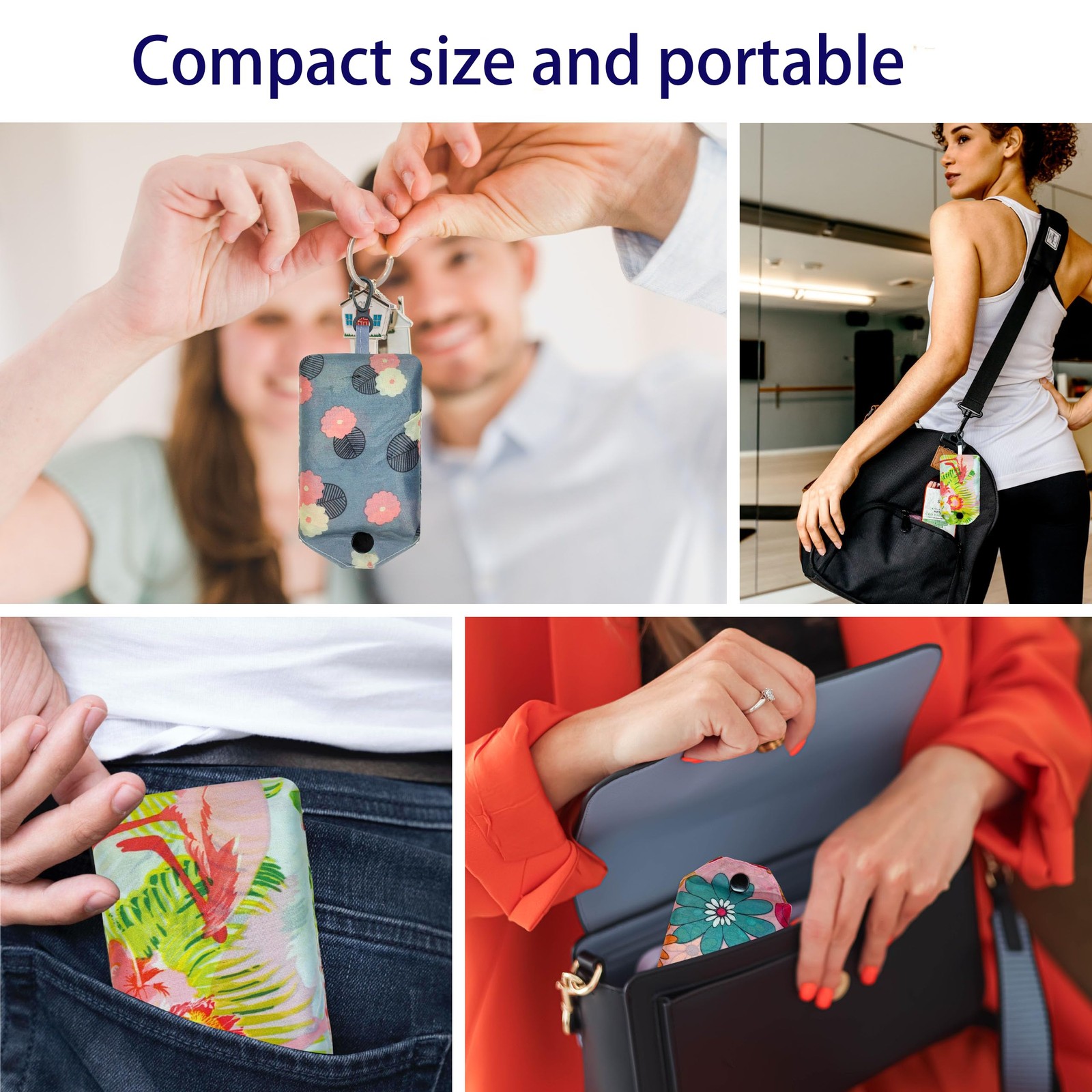 HIQU and HIST 6 Pcs Reusable Shopping Bags, Foldable Grocery Bags in Pocket, …