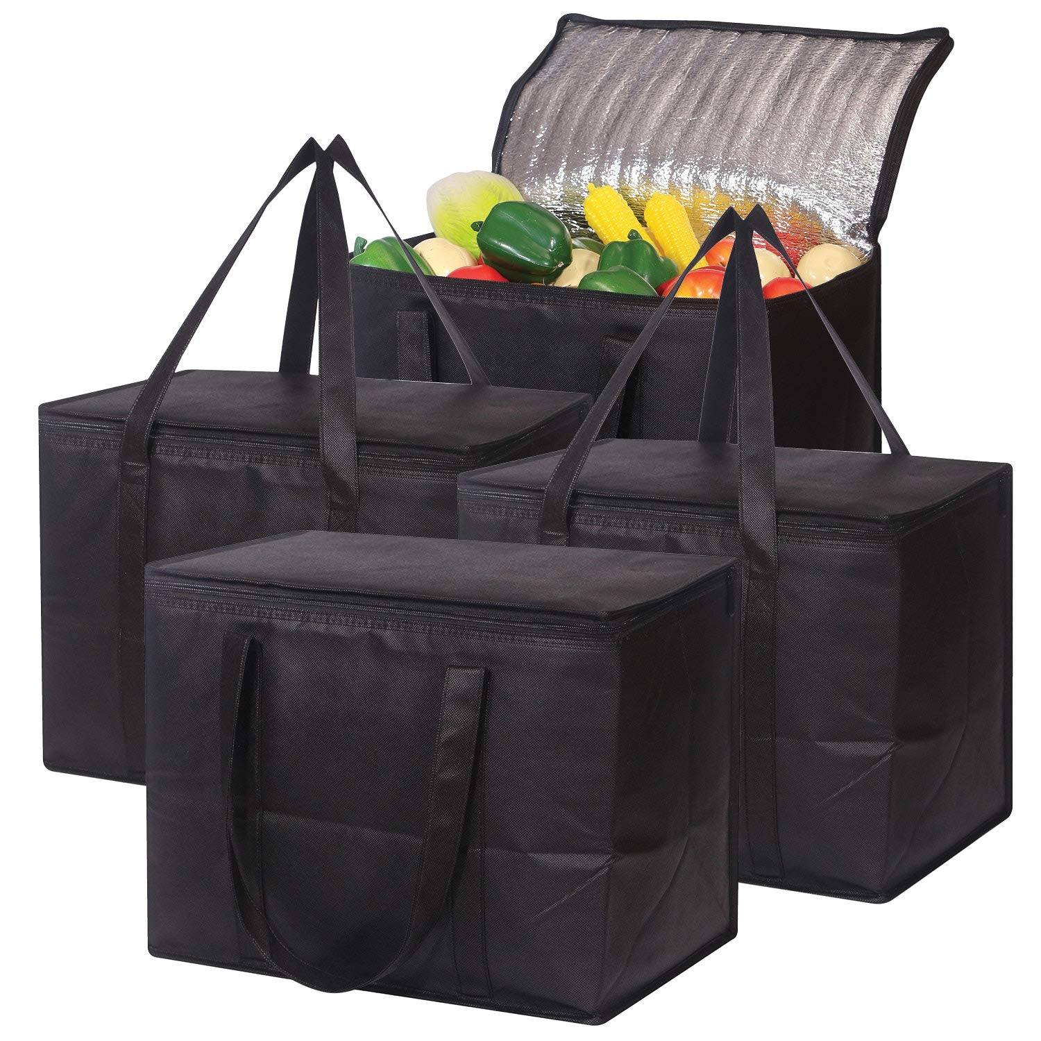 Large Insulated Reusable Grocery Bags 16.1″x13″x10.2″ 4 Pack – Heavy Duty