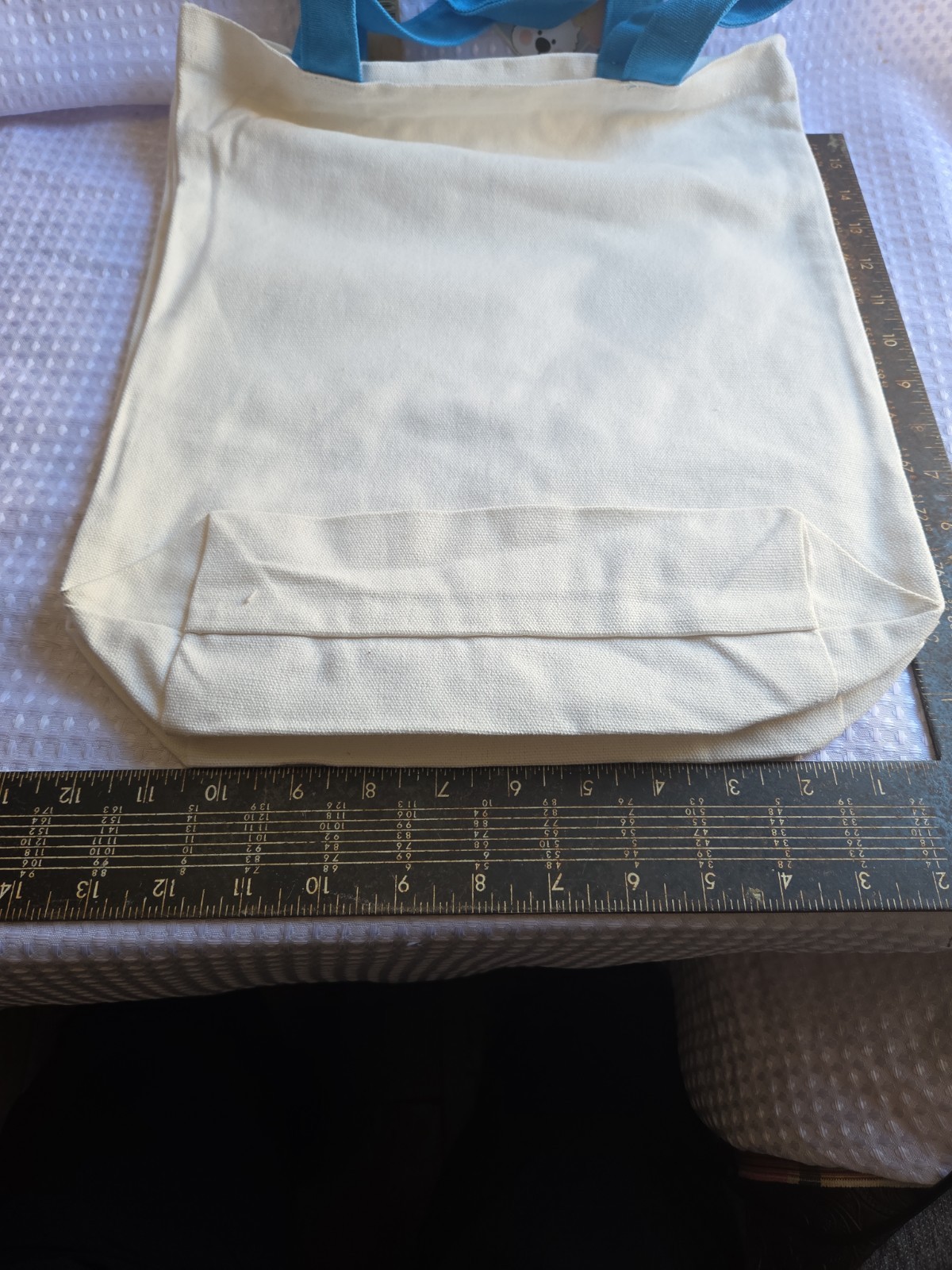 White & Light Blue Canvas Foldable Reusable Shopping Bag with Text Print Lot Of2