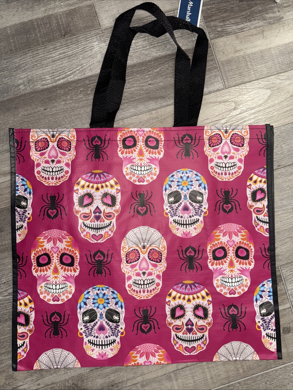 New XXL Skulls ~Day Of The Dead~ Shopping Bag Reusable Tote Bag~ Marshalls pink
