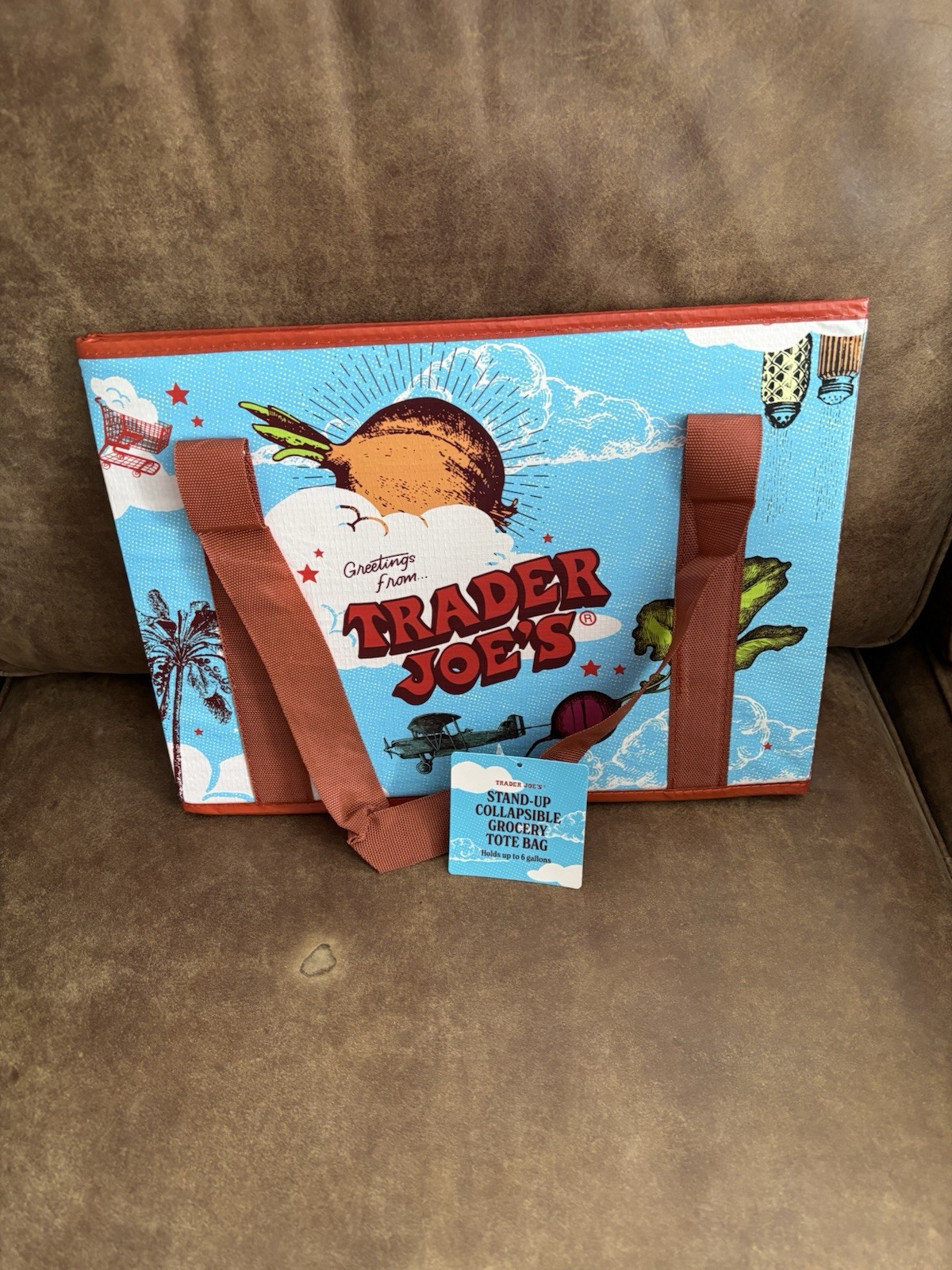 New Trader Joe’s Stand Up Collapsible Reusable Grocery Tote Shopping Bag