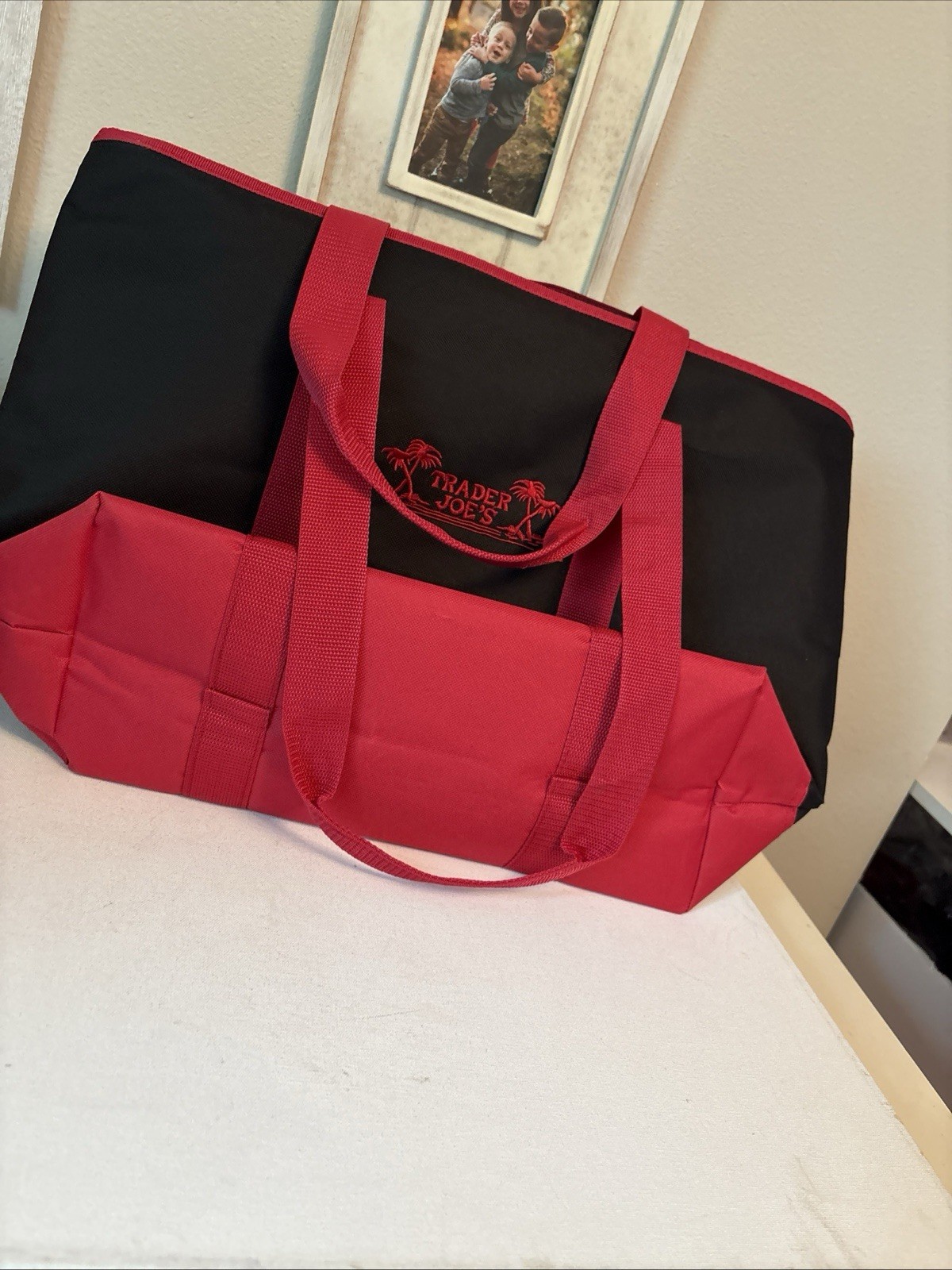 TRADER JOE’S XL Red & Black INSULATED Cooler Tote Bag NWOT