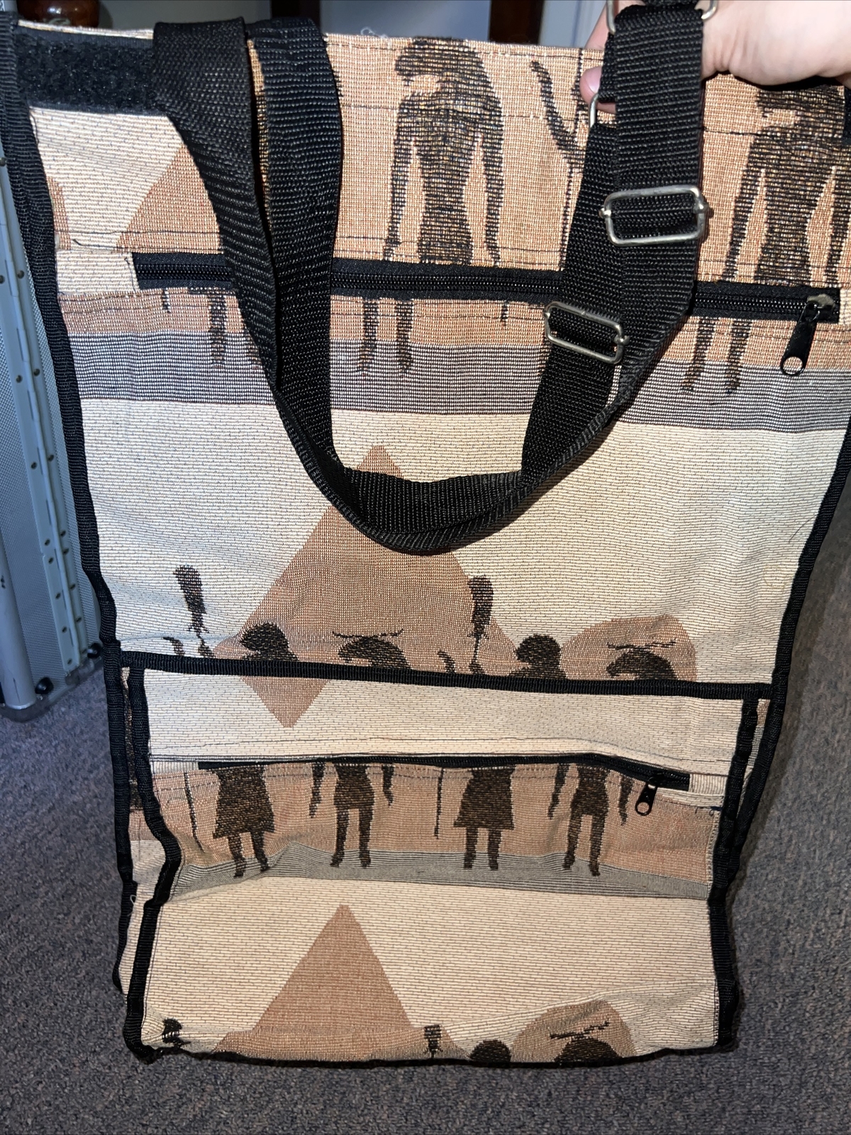 Portable Collapsible Shopping Cart Trolley Bag Wheels Grocery Bag Egyptian Print