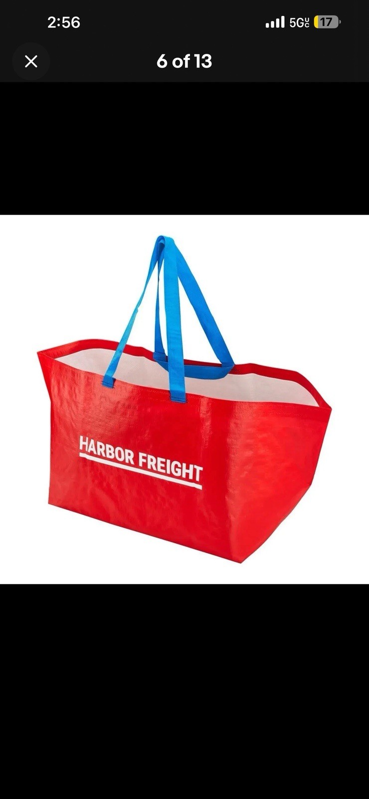 Harbor Freight Shopping Bag XXL, Red 21½ x 14 x 13¾, 19 gallon, 55 lb