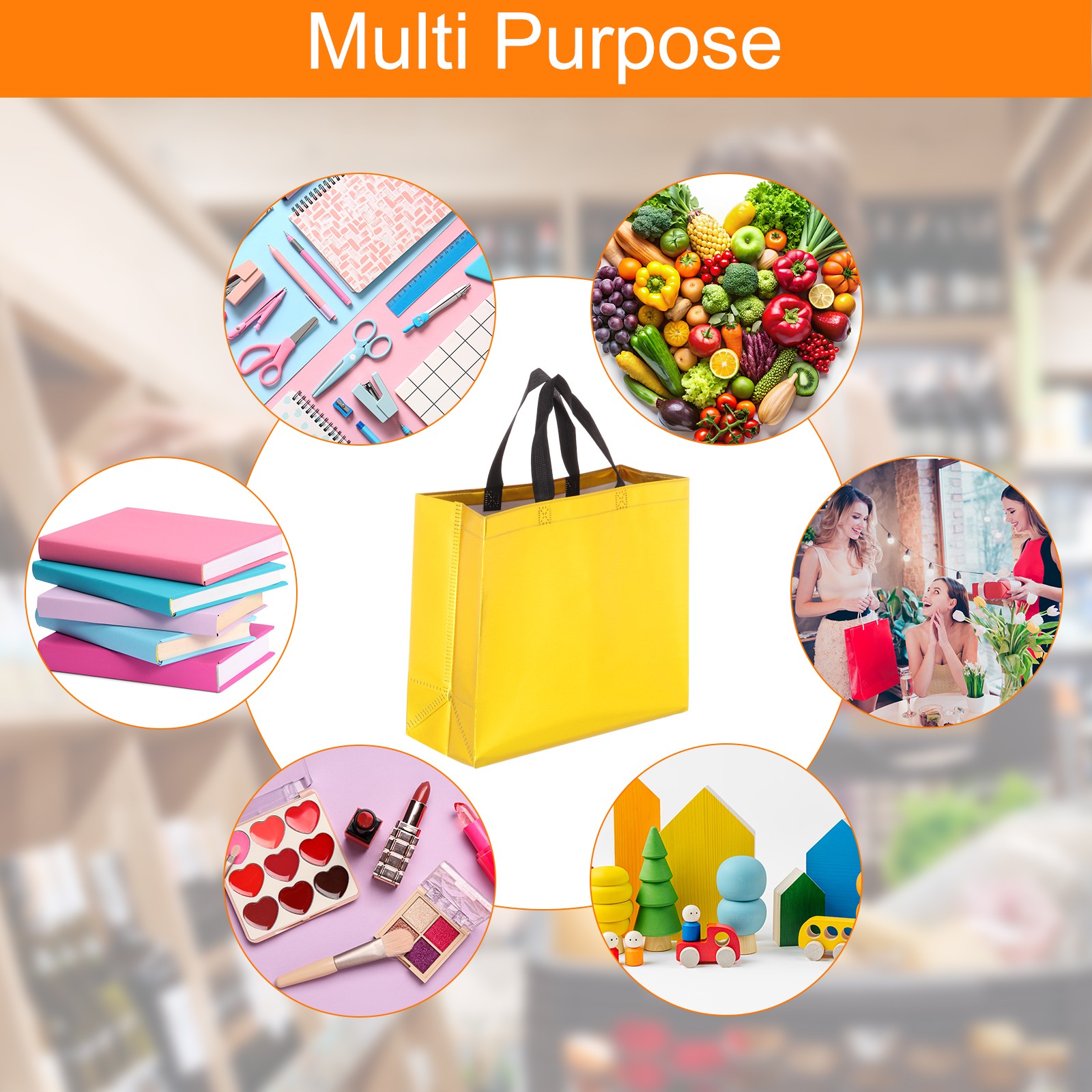 24Pcs Reusable Gift Bags with Handles 10.6 x 13 Inch Gold