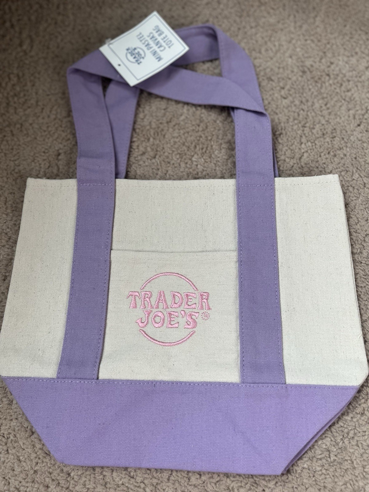 Trader Joe’s Canvas Tote Bag Multicolor Logo, Large 18in x 12in x 15cm