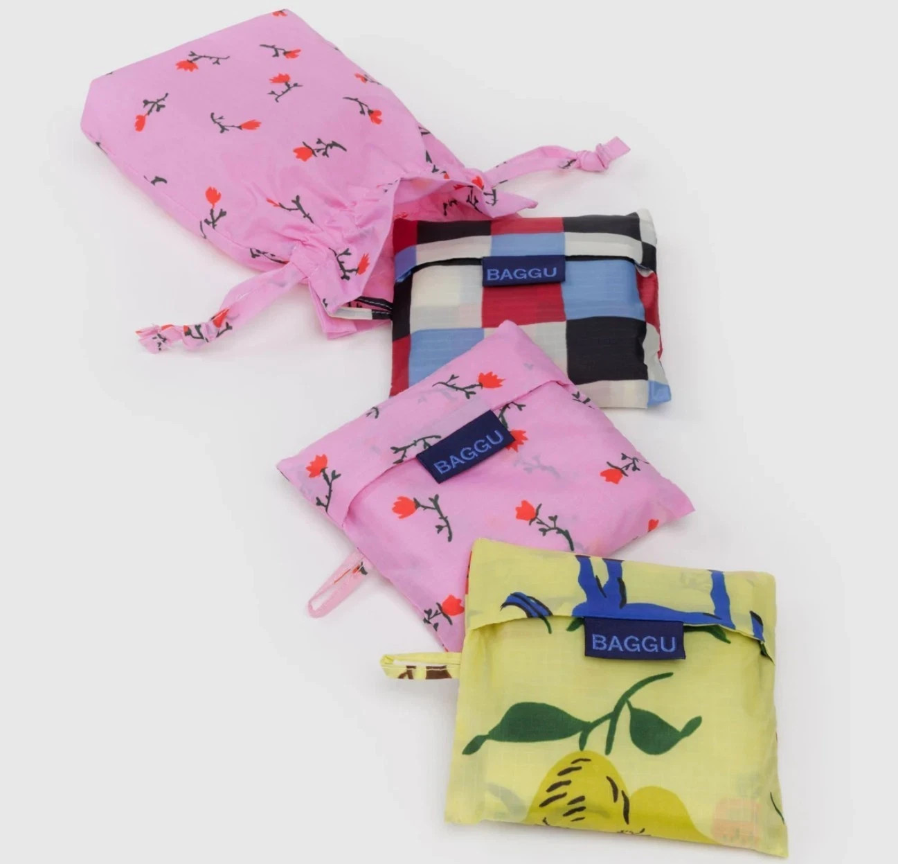 NEW SET OF 3 BAGGU STANDARD REUSABLE SHOPPING GROCERY TOTE BAGS PAINTED PRAIRIE