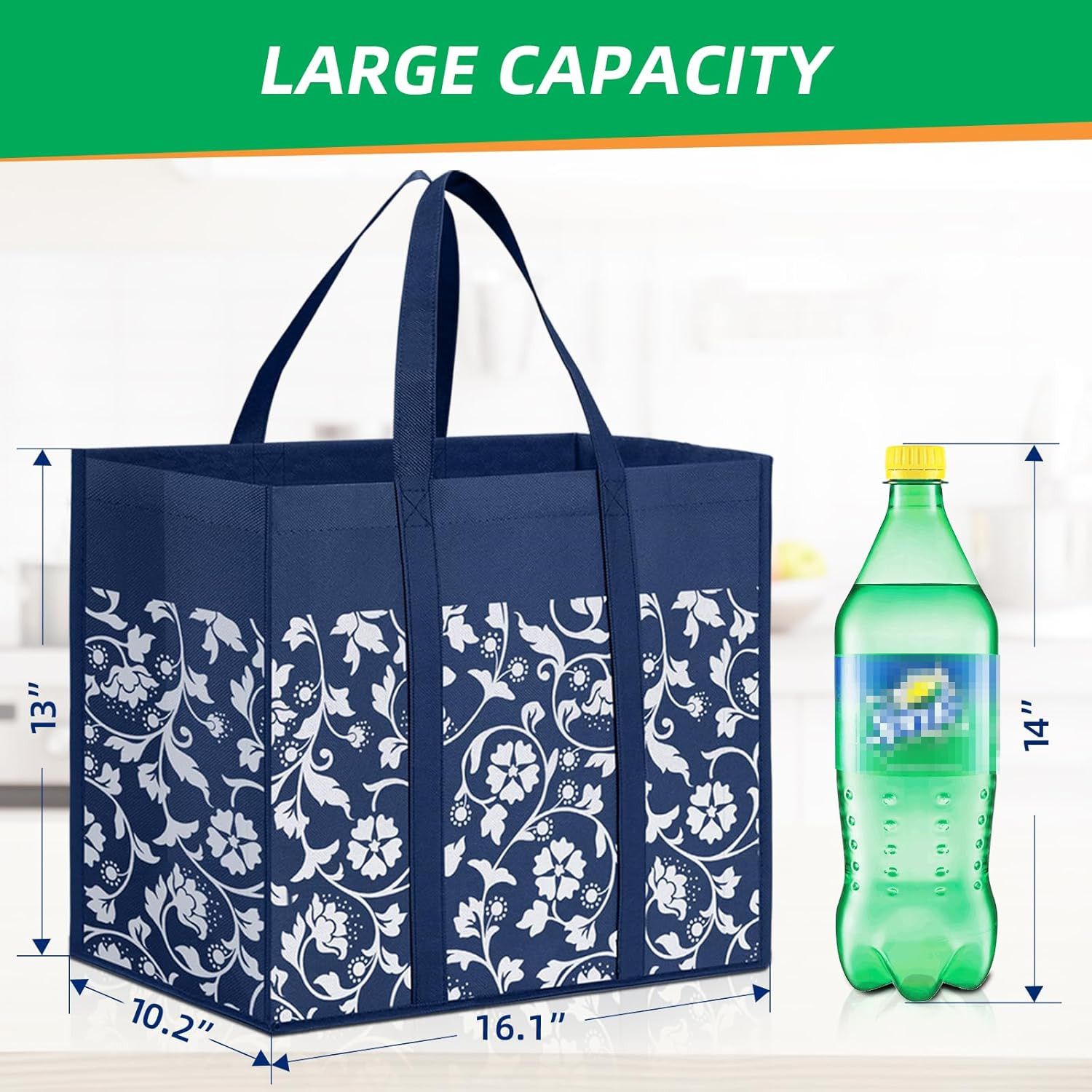 Reusable Grocery Bags Foldable Tote Bags Bulk with Reinforced Handles Shopping B
