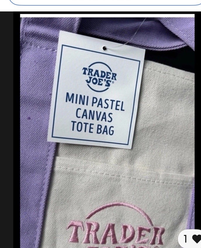 Trader Joe’s Lavender Purple Large + Pink Mini Canvas Tote Bag 2 Set Limited 🛍️