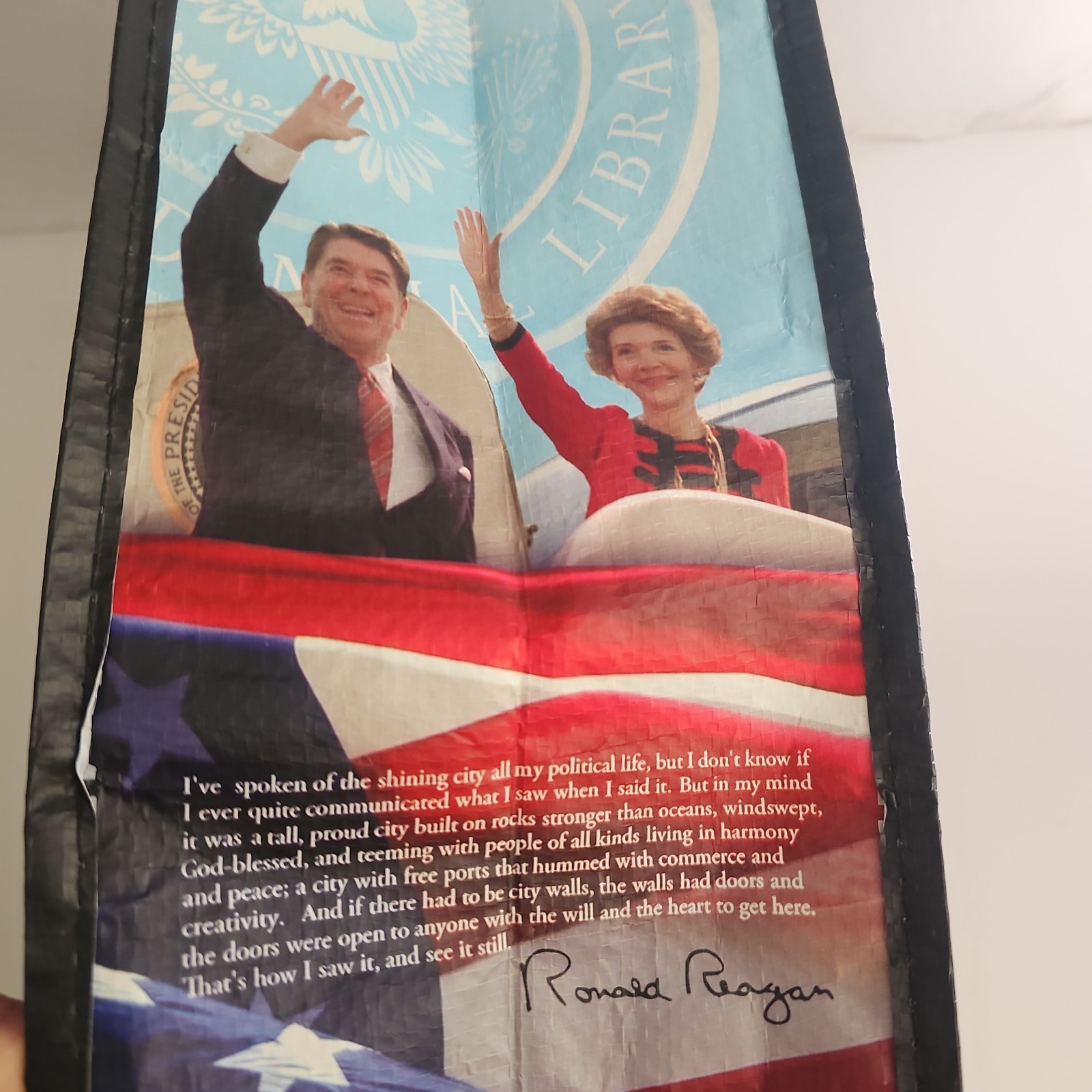 Ronald Reagan Reusable Shopping Tote Bag Size 5x15x15″ Presidential Library