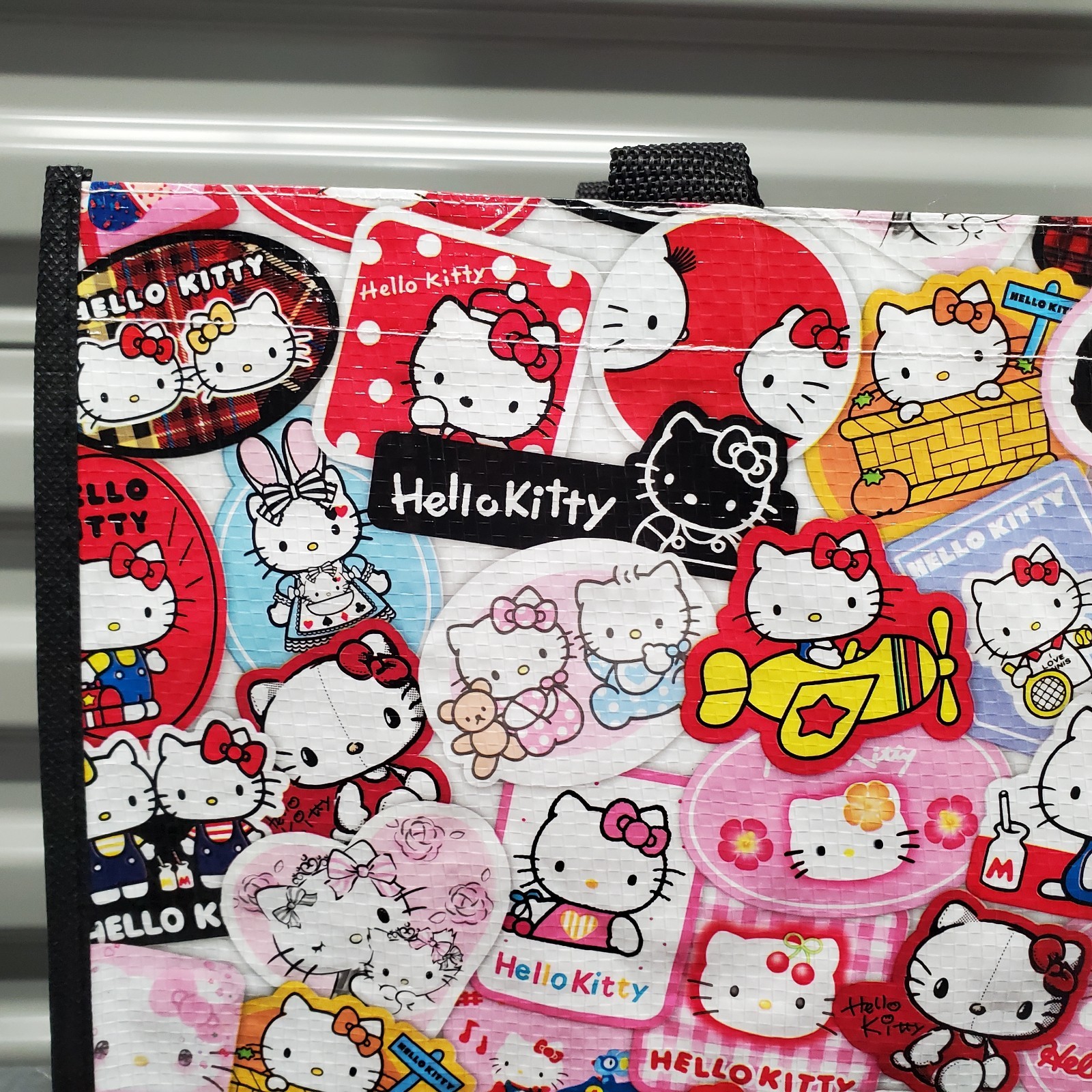 Hello Kitty 50th Anniversary Reusable Grocery Shopping Tote Bag Cute Stickerbomb