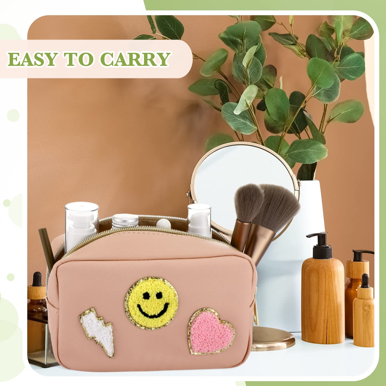 Sanwuta 4 Pcs Hair Face Skin Travel Bag Set Beige, Khaki, Pink, Nude Pink