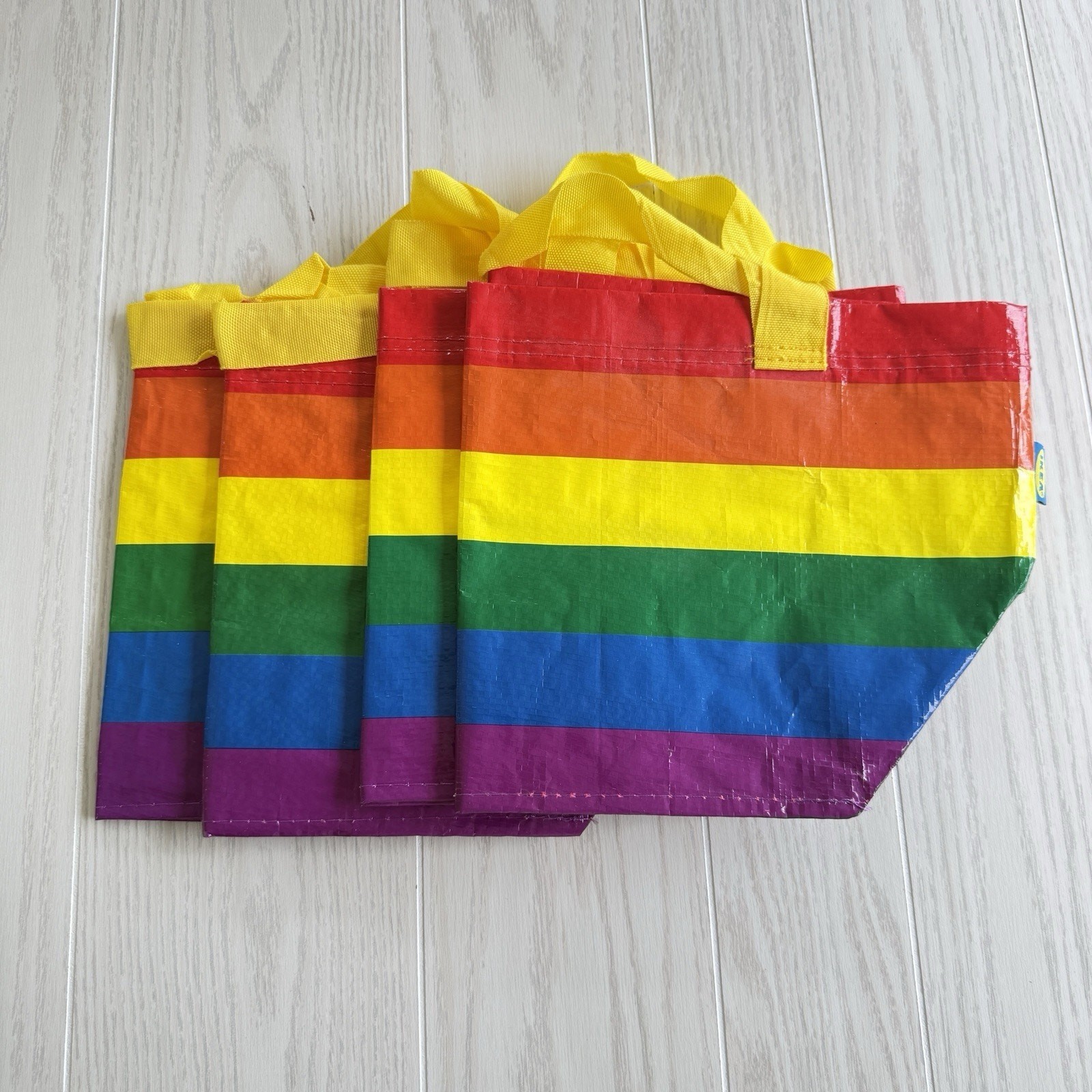 Ikea Lot of 4 Storstomma Small Rainbow Totes – Reusable Pride Bags 404.848.35