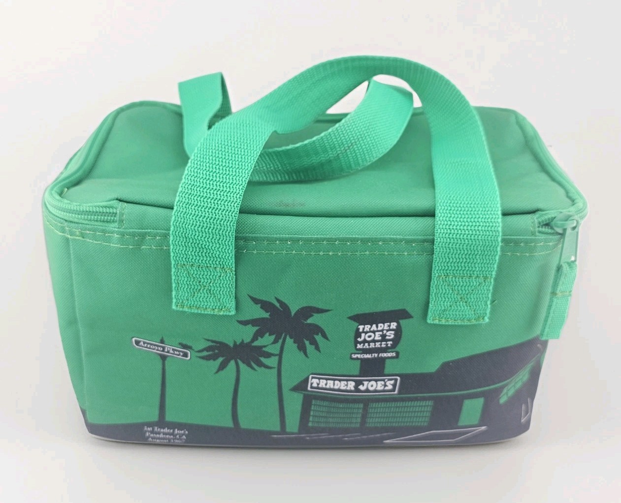 Trader Joes Mini Tote Insulated Lunch Box Bag Teal Blue/Green Cooler