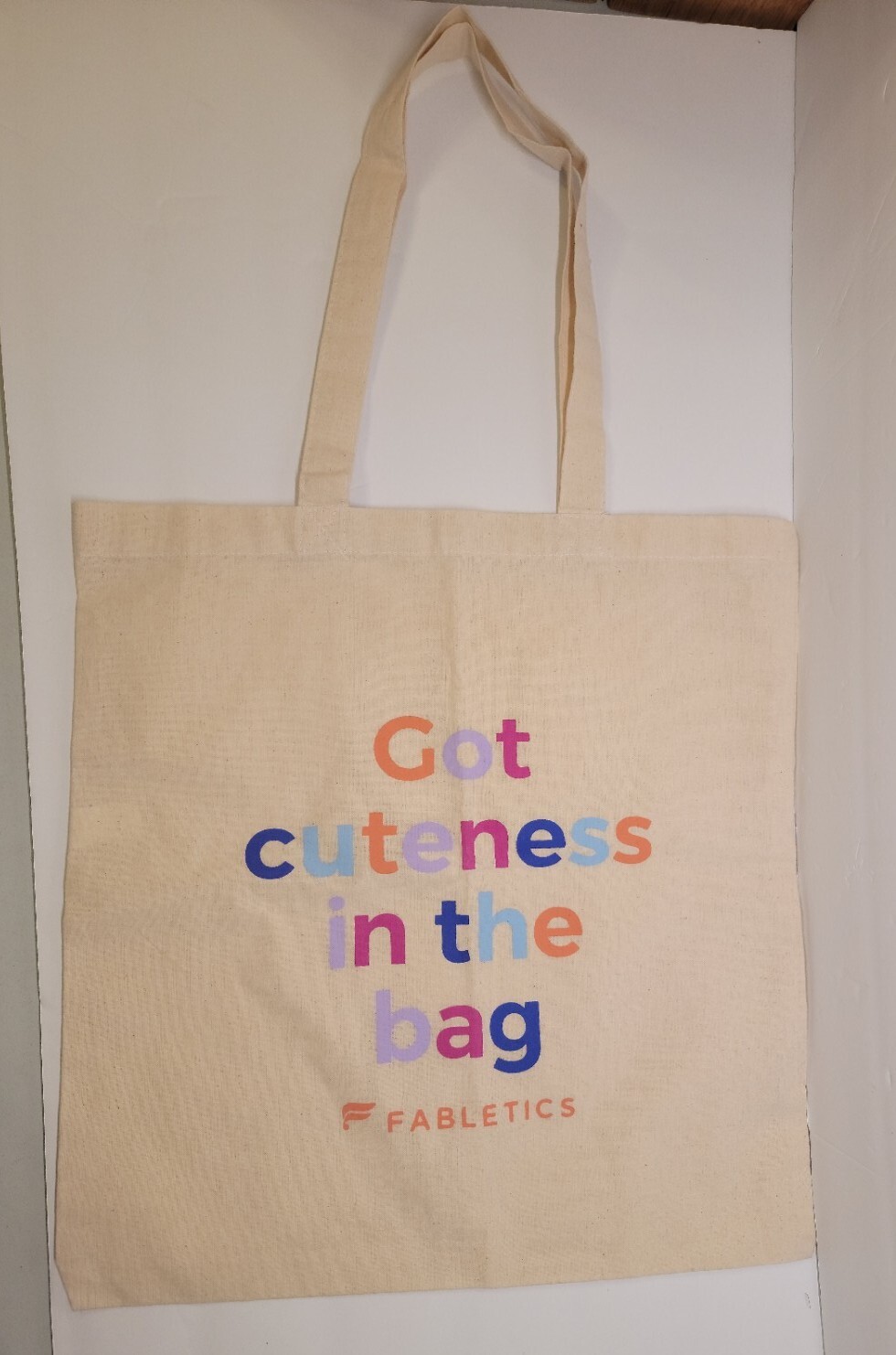 Fabletics Canvas Tote Bag Spellout Logo Got Cuteness In The Bag Rainbow .