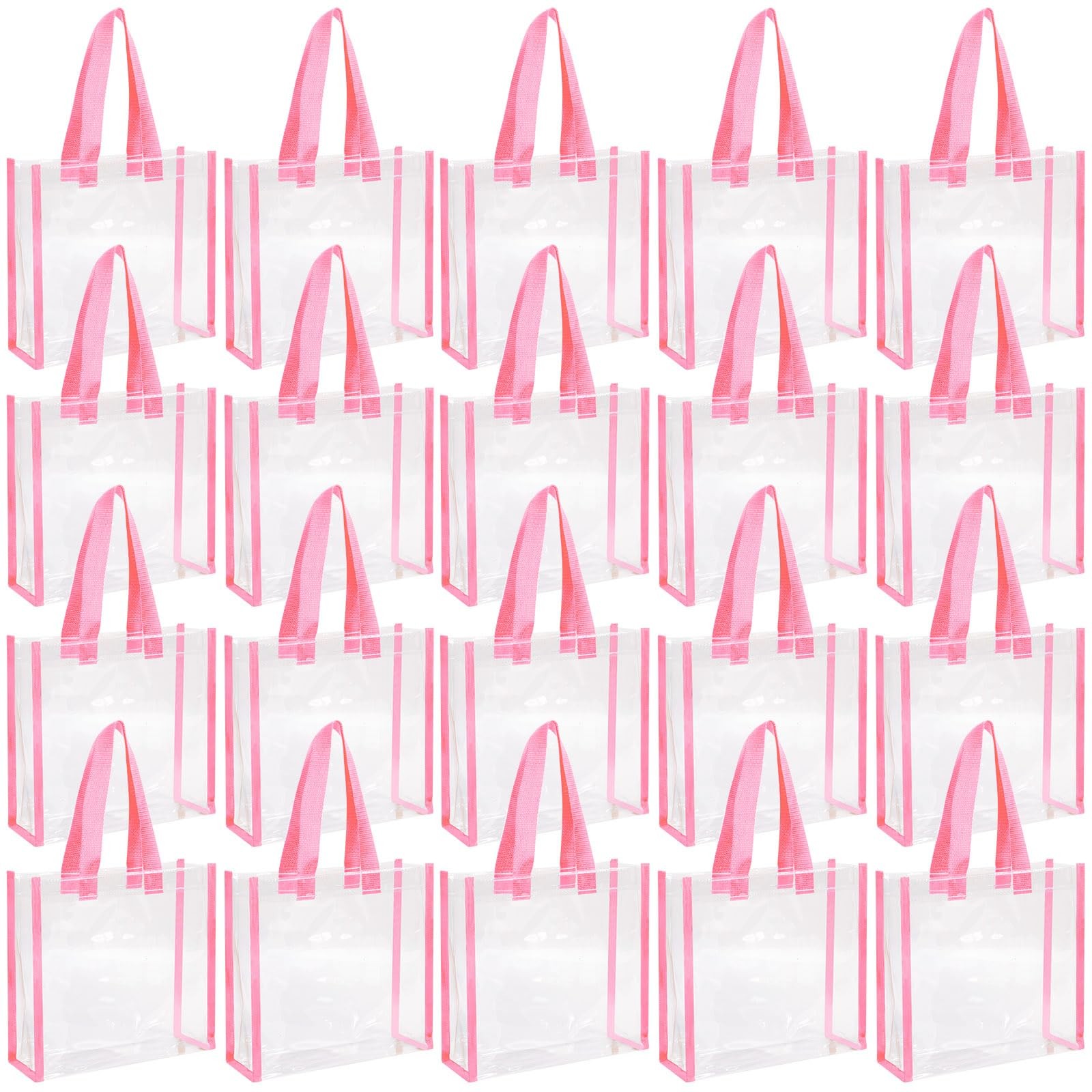 20 Pack Plastic Clear Tote Bags 10 x 10 x 4 Inch Stadium Approved Gift Bag wi…