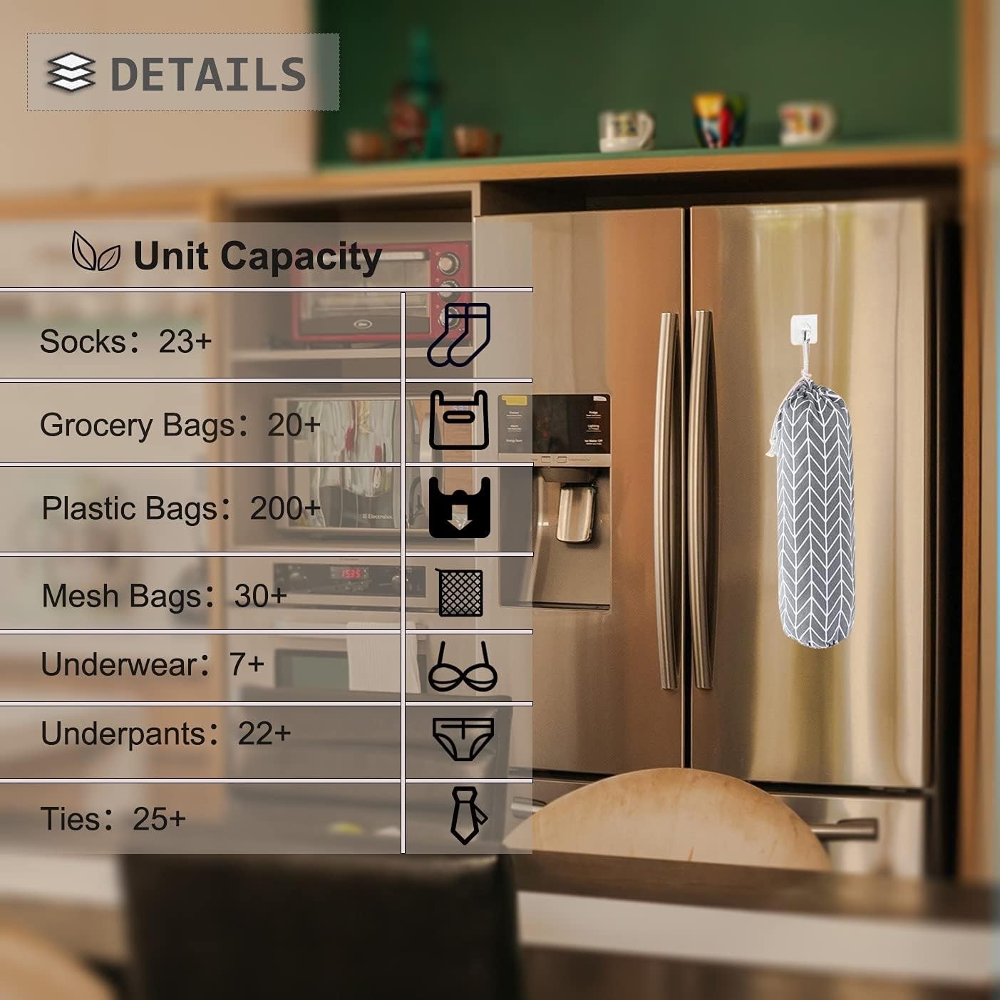 Elegant Wall Mount Grocery Bag Organizer – Large Capacity & Washable Design