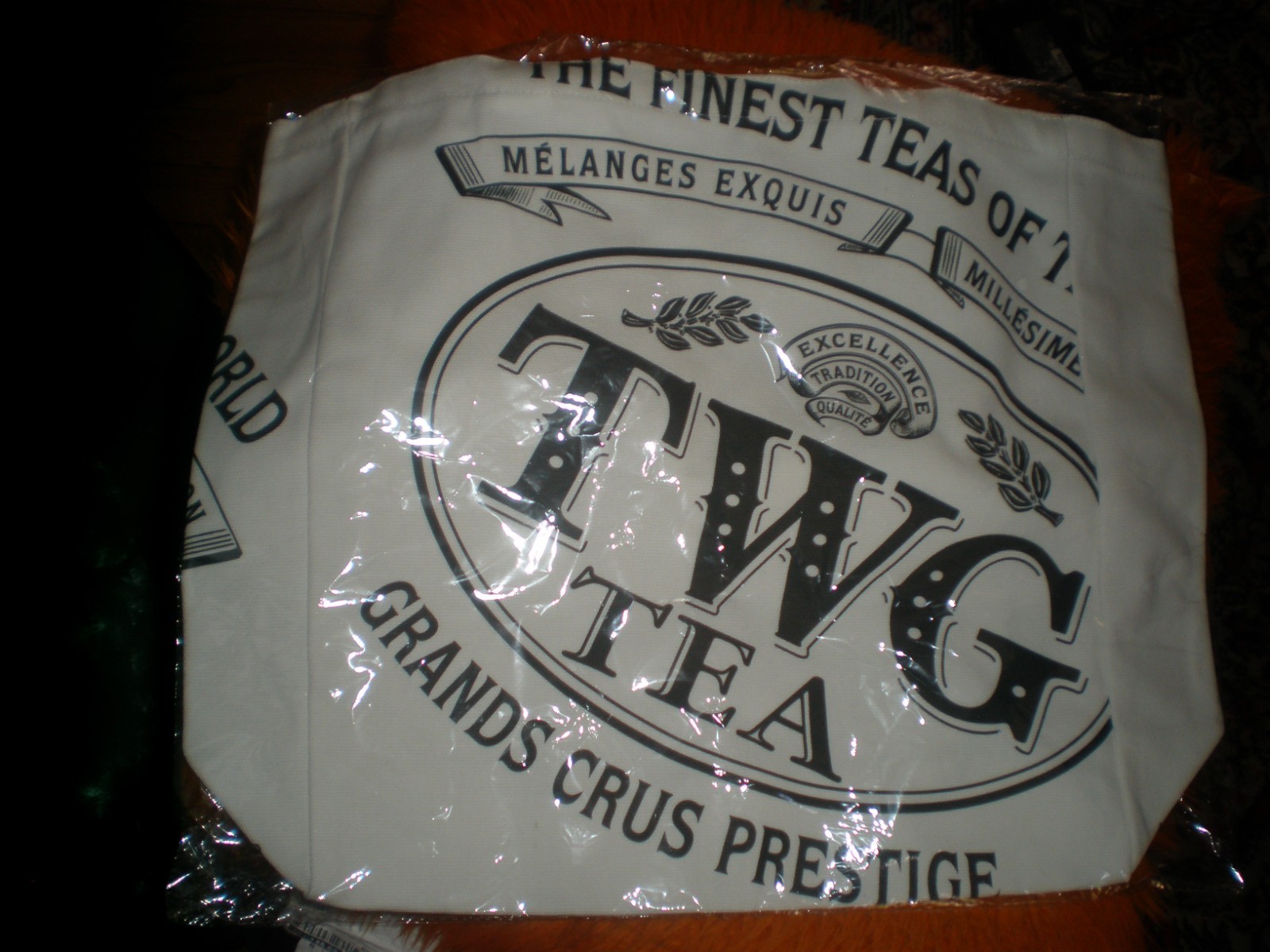 NEW TWG Tea Collectable Reusable Canvas Cotton Shopper Tote Bag – WHITE -18″
