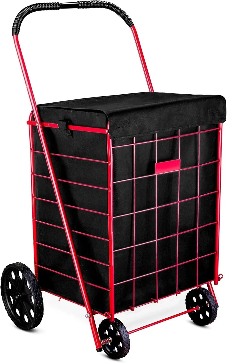 folding grocery basket cart shopping wheel large utility laundry 18x15x24 (bag)