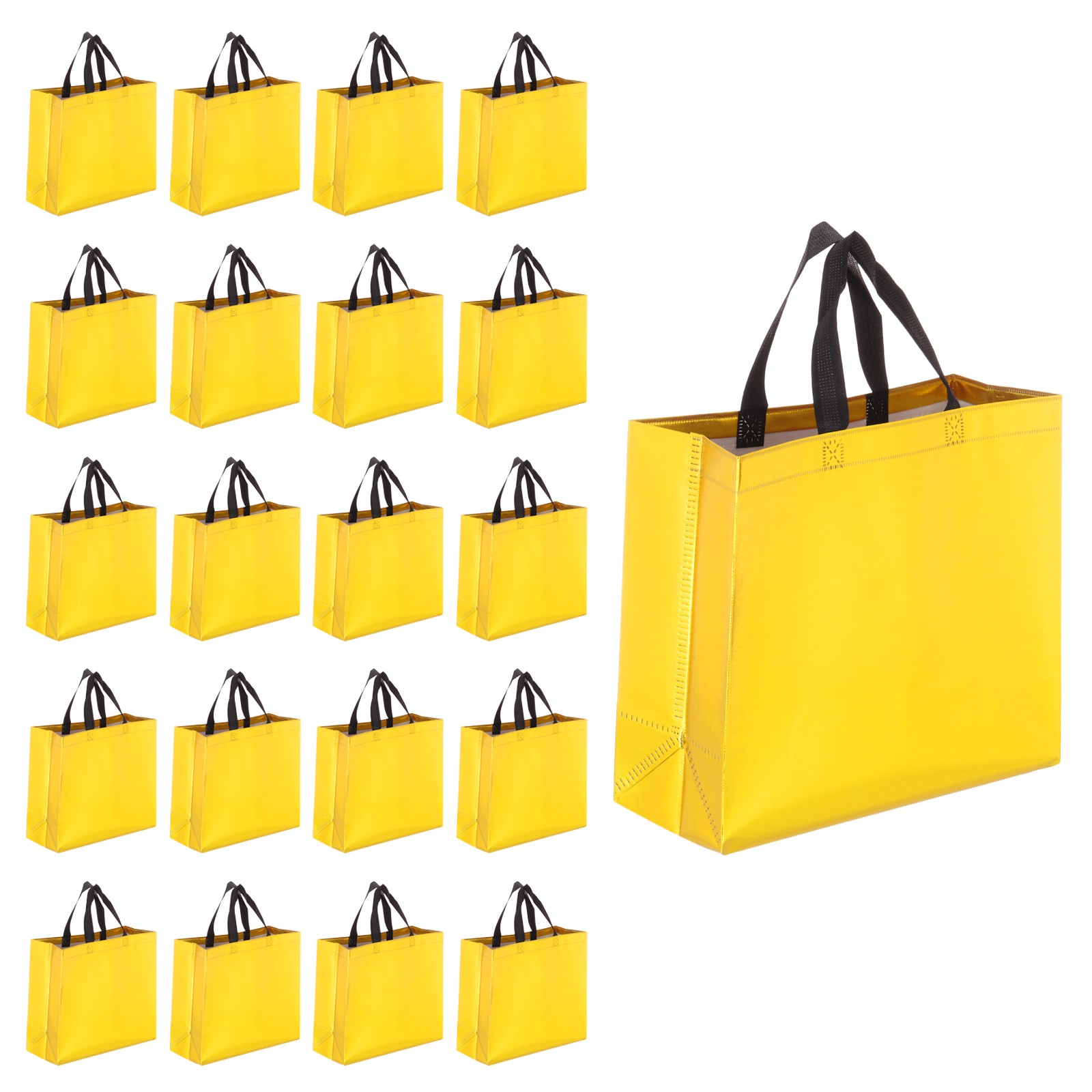 24Pcs Reusable Gift Bags with Handles 10.6 x 13 Inch Gold
