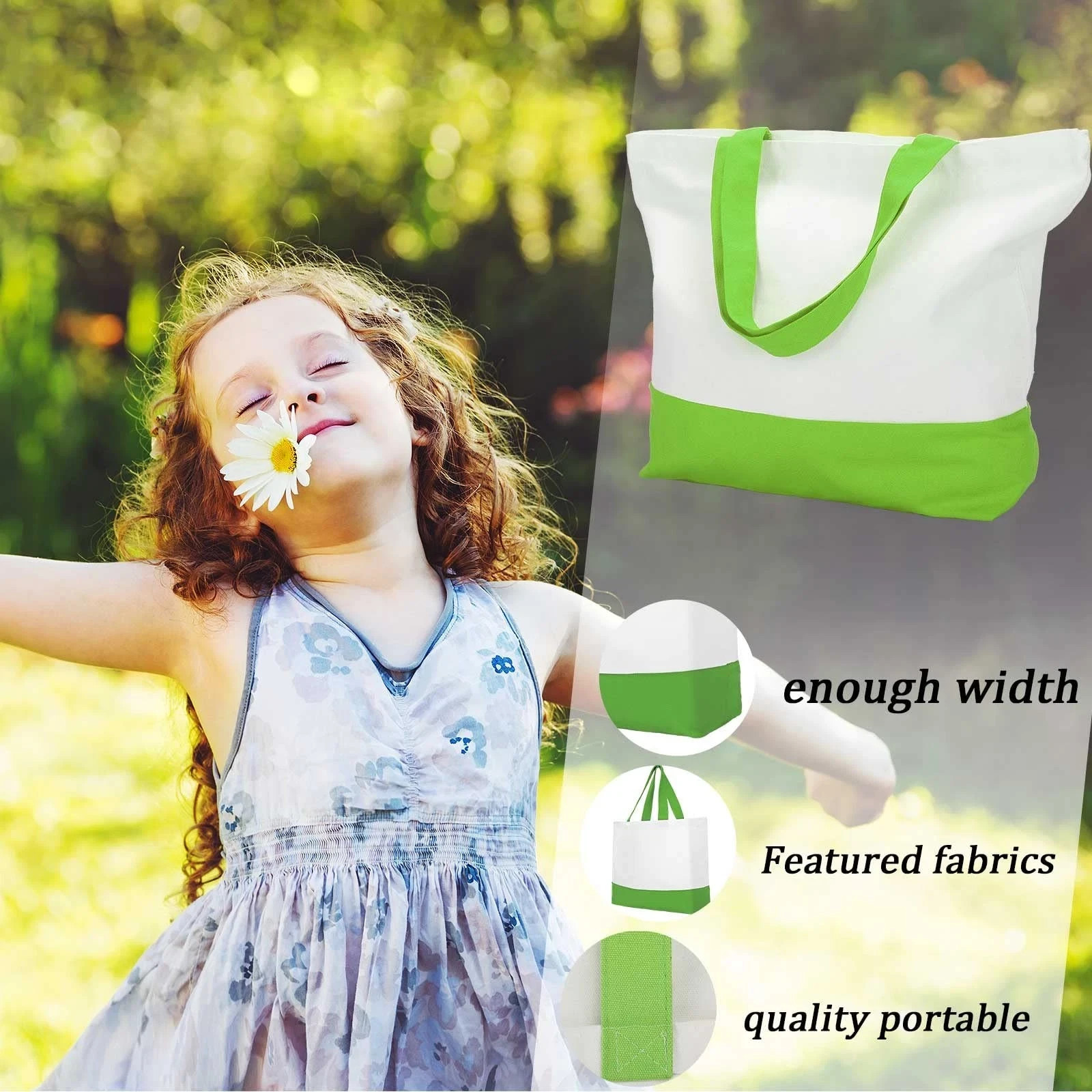 12 Pack Canvas Tote Bags Bulk 18.5 x 15 Inch Reusable Grocery Shopping Bags T…