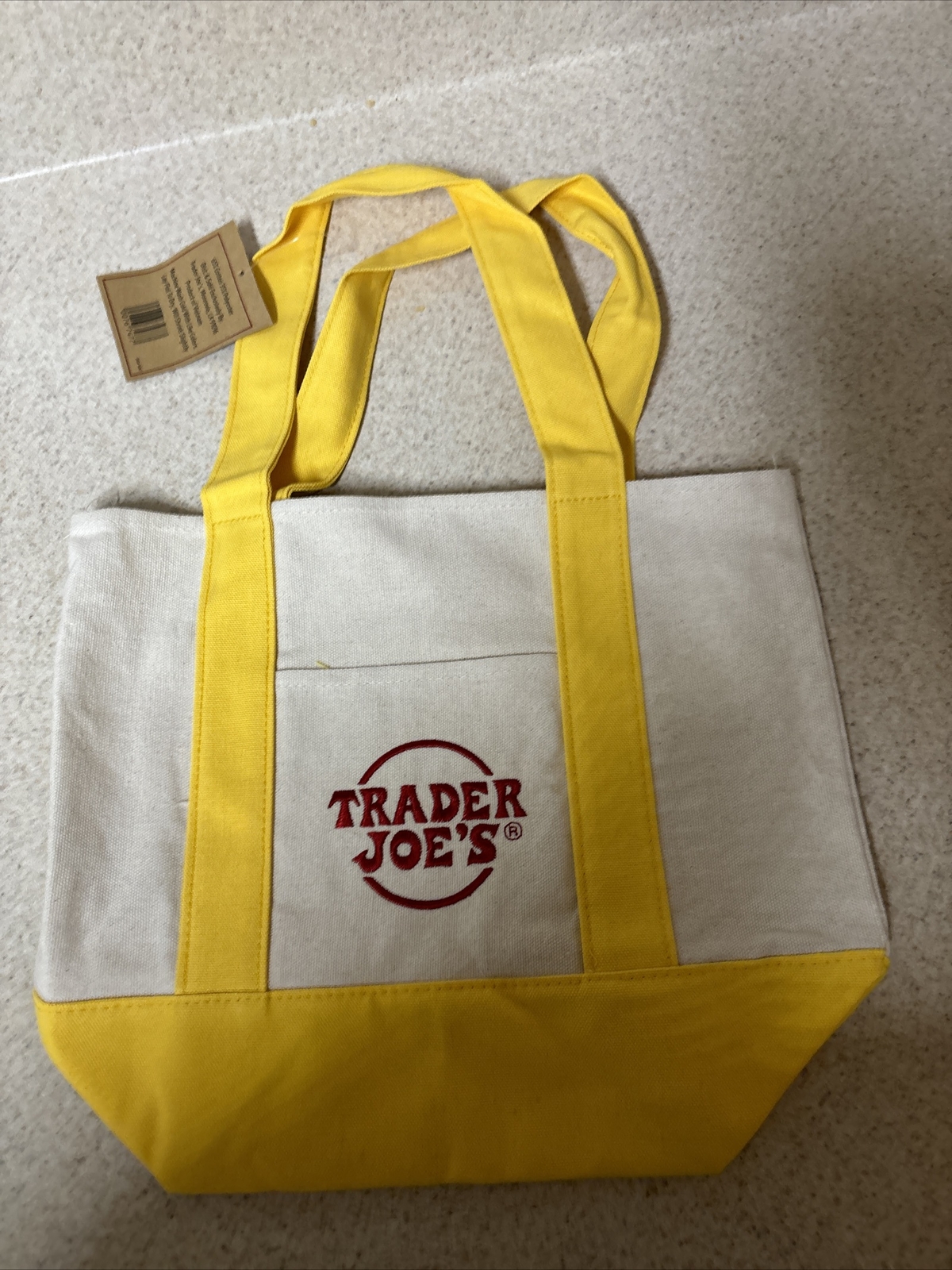 Trader Joe’s Canvas Mini Reusable Tote Bag Yellow Limited Edition New
