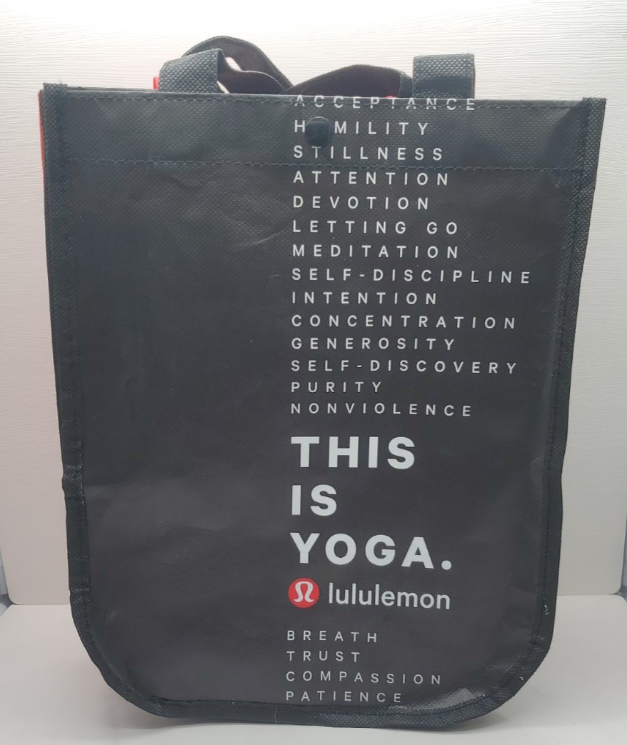 Lot of 2 Lululemon Small Reusable Shopping Tote Bag Red Black ~ Used