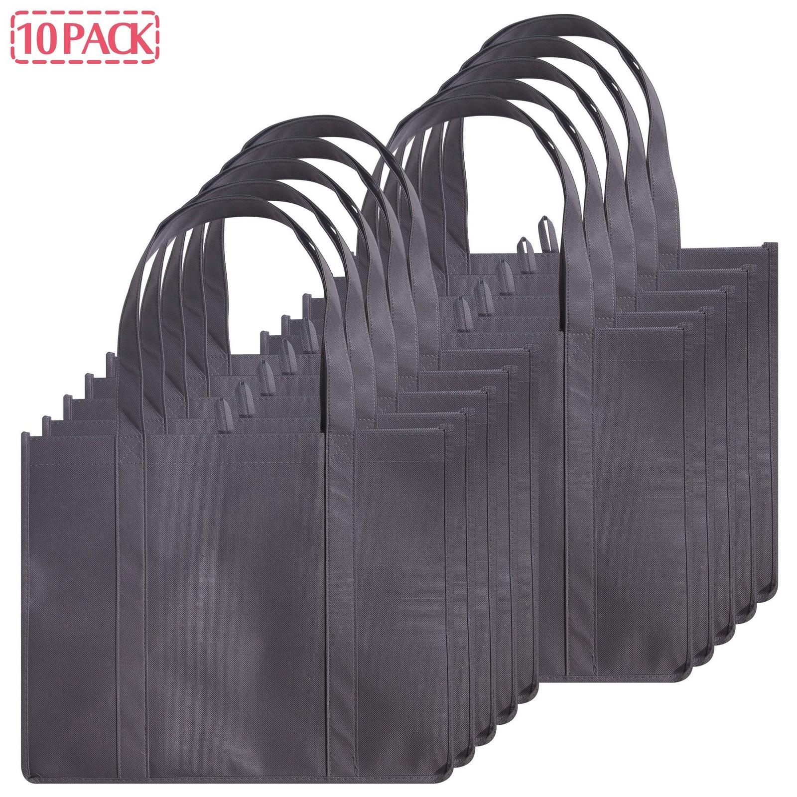 10-Pack Reusable Grocery Bags Extra Large Super Strong Heavy Duty Shopping