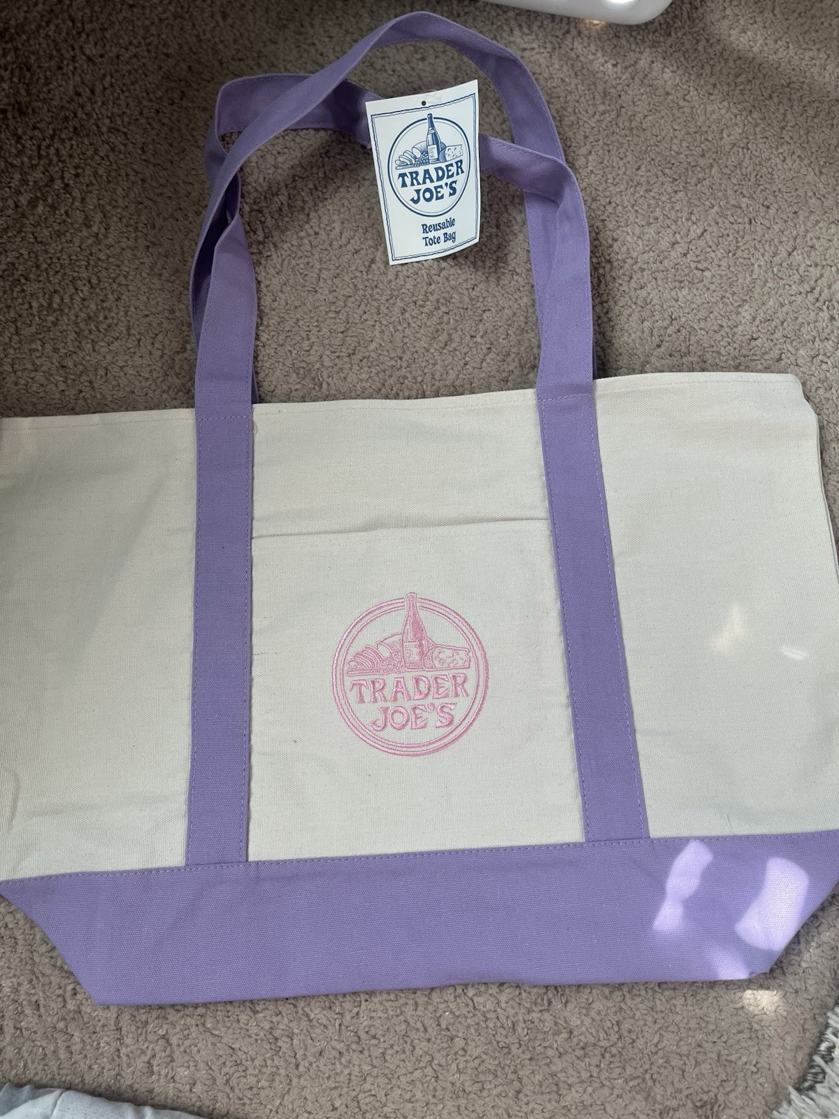 Trader Joe’s Canvas Tote Bag Multicolor Logo, Large 18in x 12in x 15cm