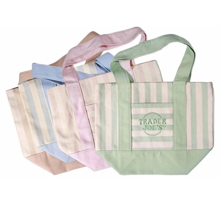 Trader Joe’s Mini Pastel Stripe Canvas Tote Bags Limited Edition Set of FOUR ✨