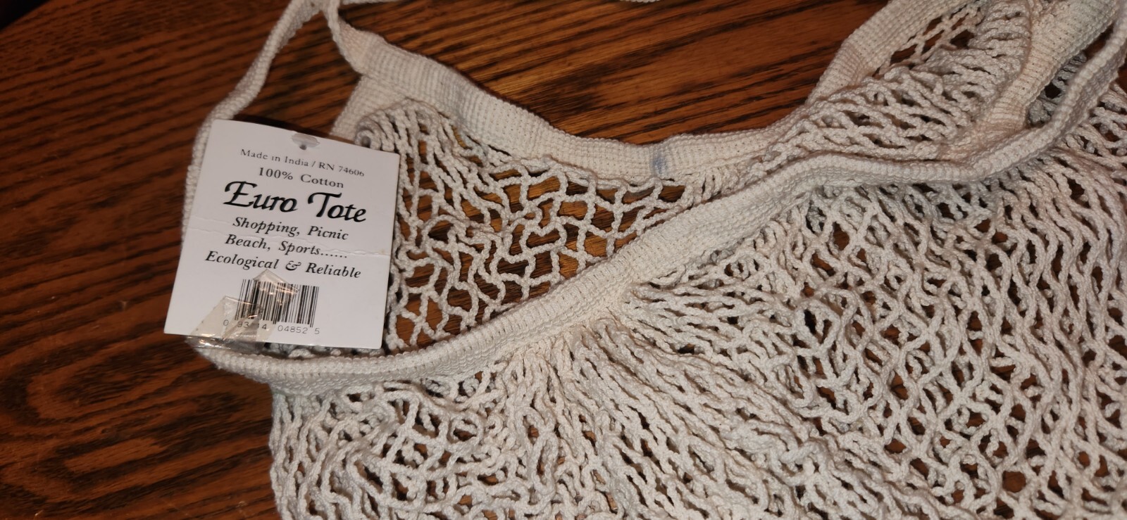 NWT Euro Tote 100% Cotton String Mesh Sports Beach Shopping Tan
