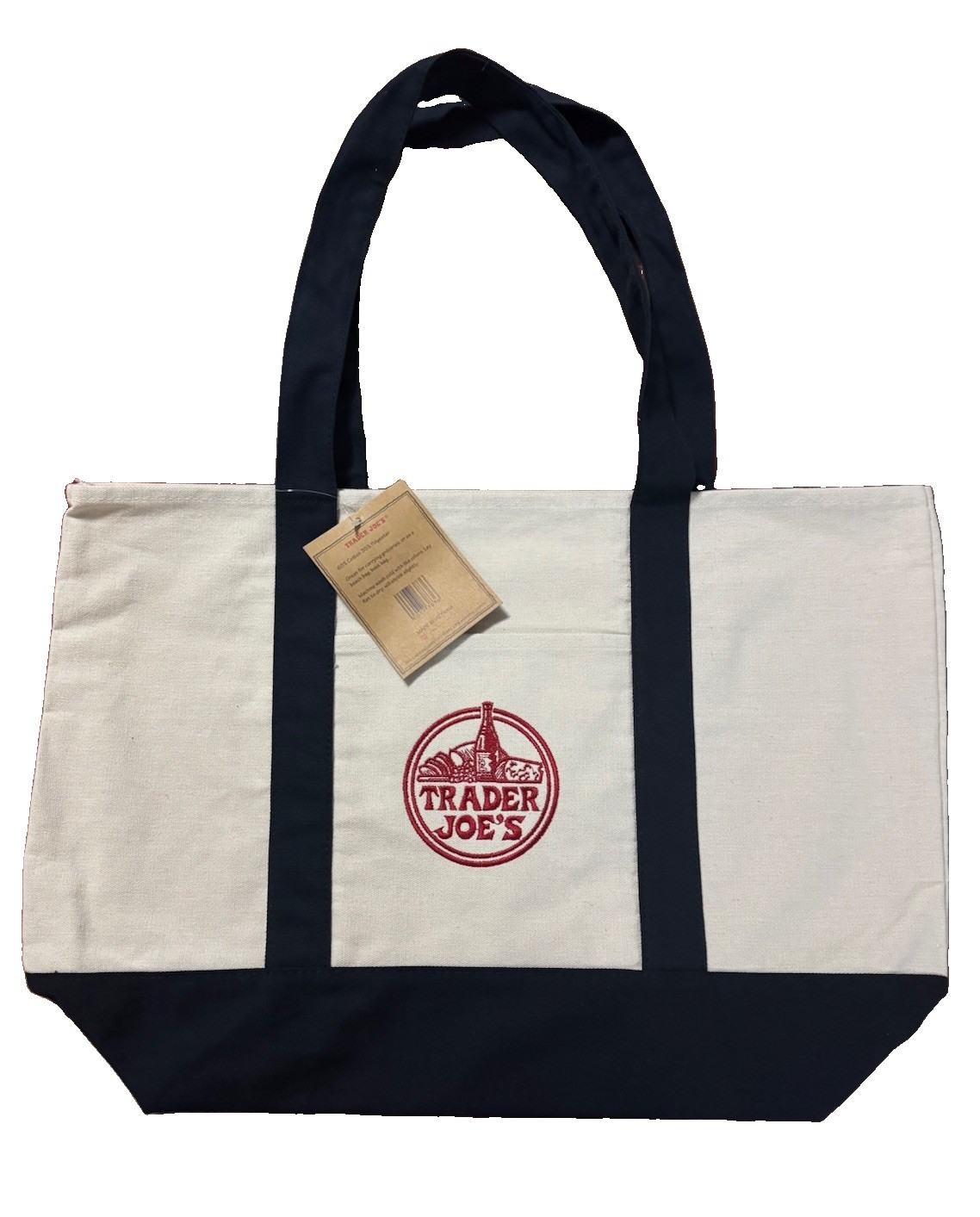 Trader Joe’s Canvas Tote Shopping Bag- LARGE CLASSIC NAVY BLUE – NEW with TAGS