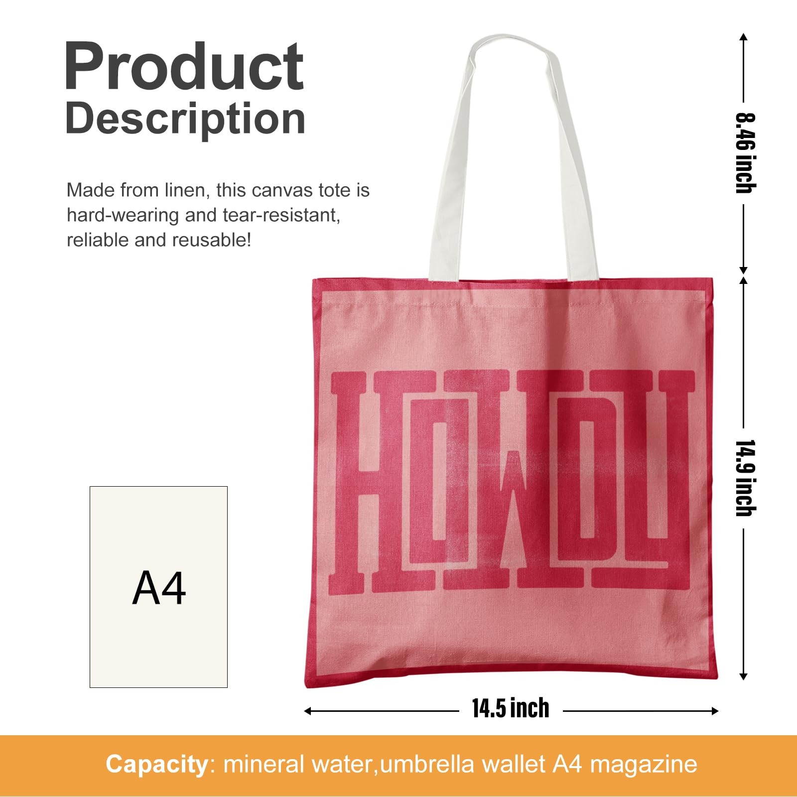 Pink Western Howdy Canvas Tote Bag,Western Shoulder Bag Gifts for Girls Cowgi…