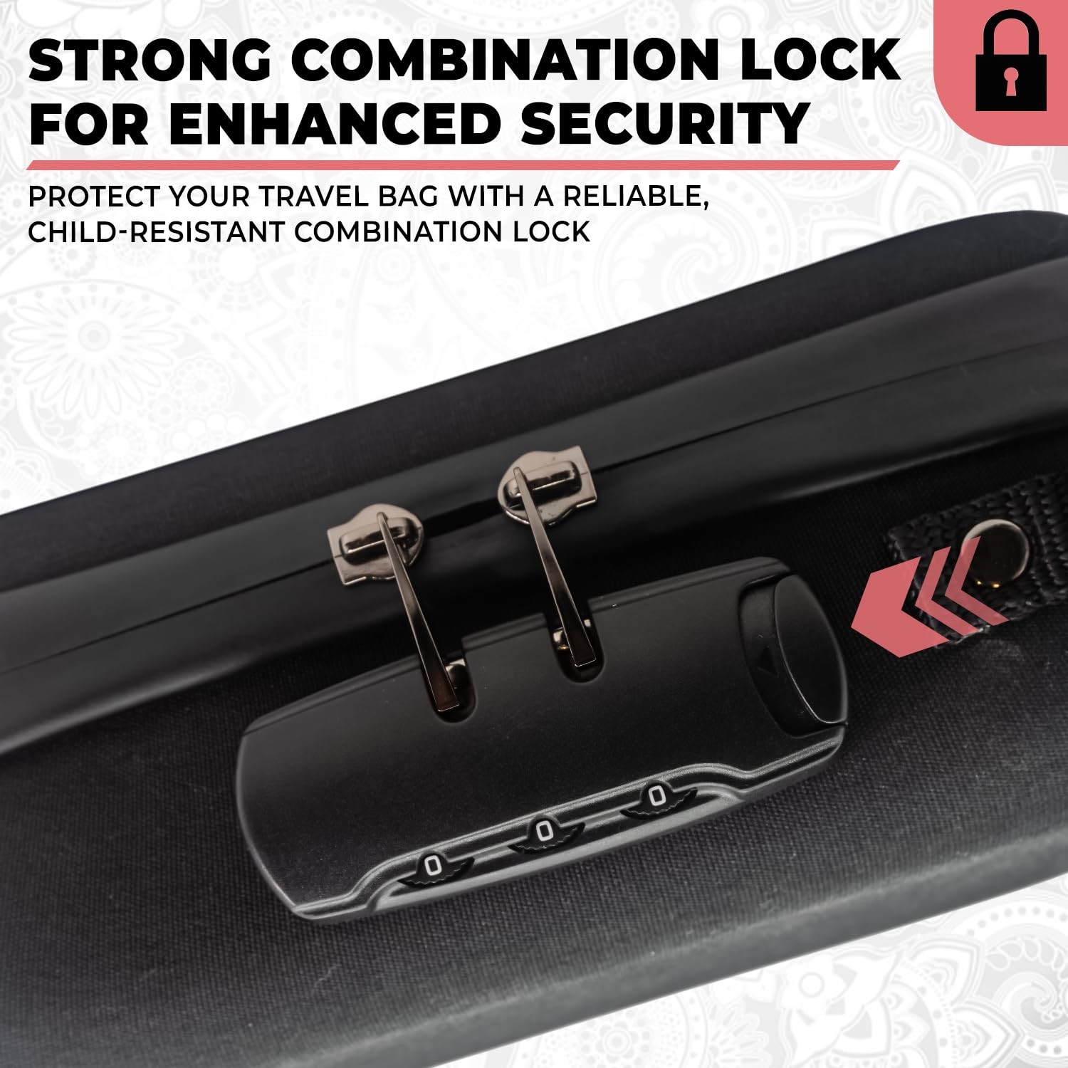 Kashmir Smell Proof Bag with Combination Lock Odor Travel Small, Black