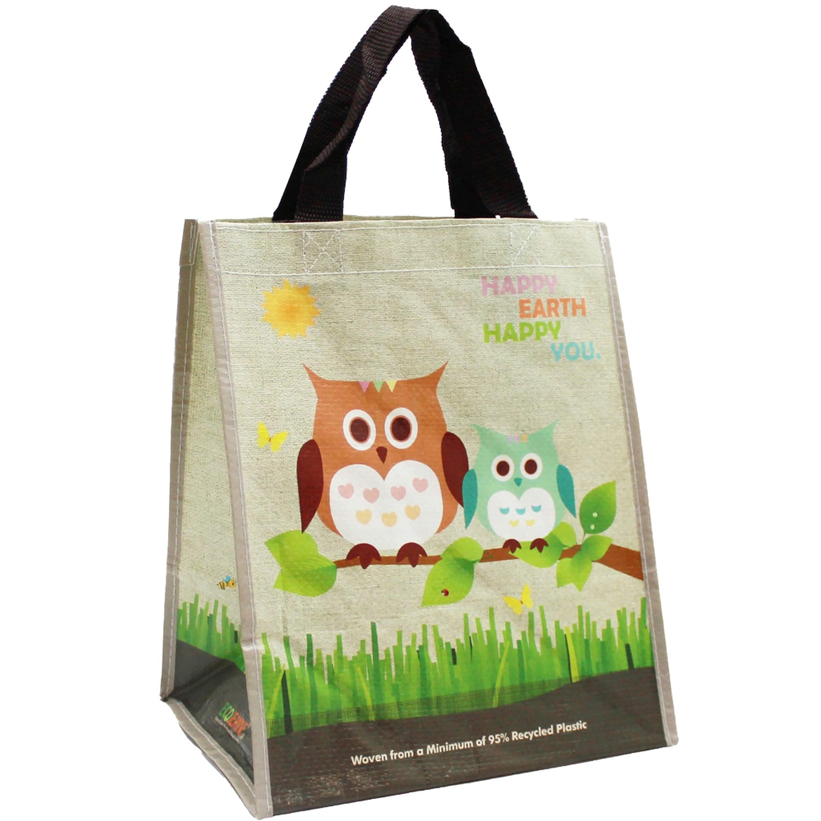 Laminated Mini Woven Reusable Grocery Shopping Tote Bag Recycled Plastic 1 PCS