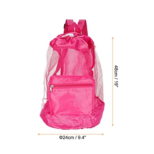 Mesh Beach Bag, Washable Large Mesh Backpack Sea Shell Organizers Pink
