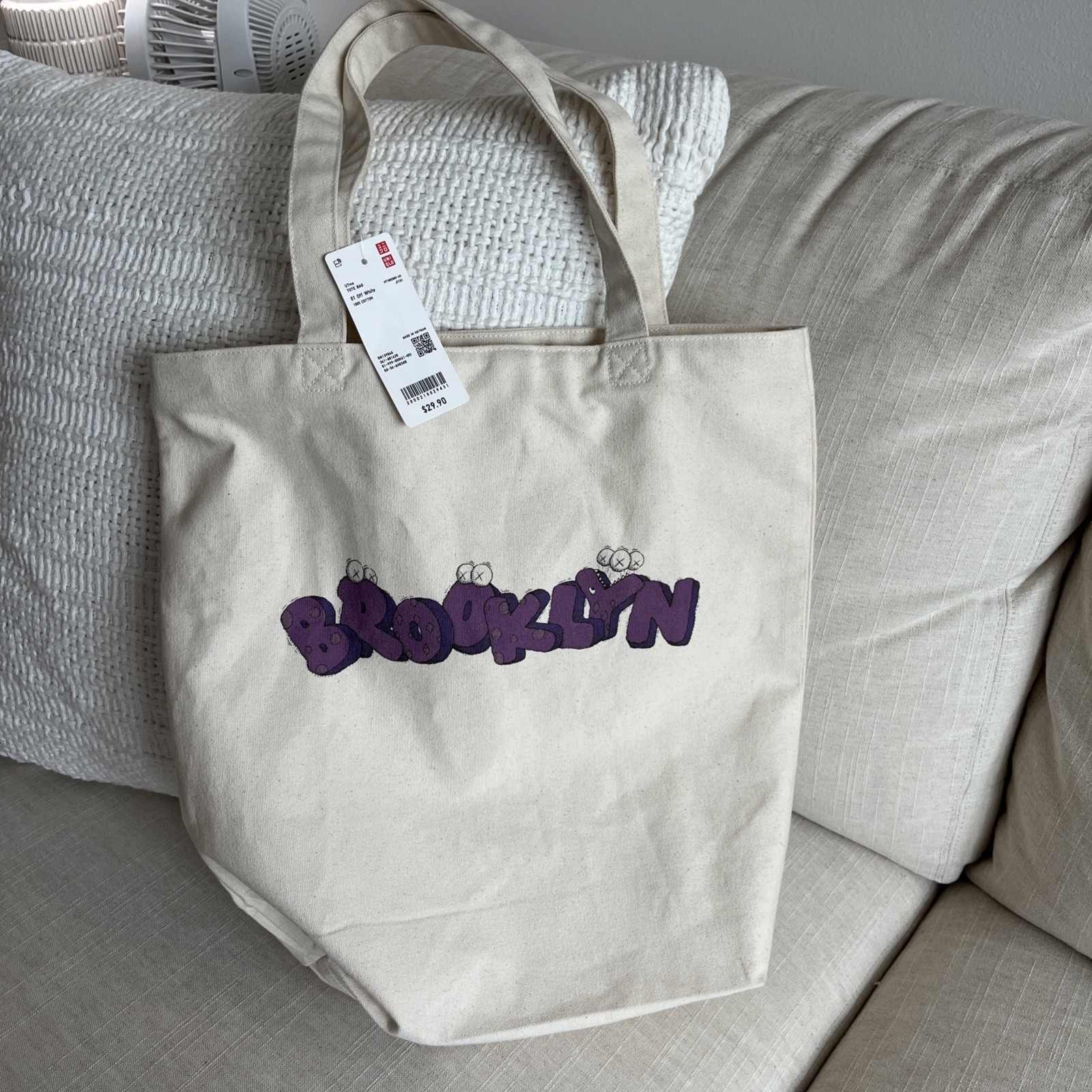 Kaws x Uniqlo PURPLE Brooklyn NYC 16 X 16 Tote Bag Williamsburg Exclusive NWTS